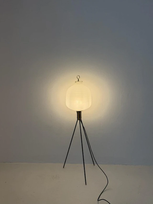 Floor lamp - Glass, Brass, Metal - Tripod floor lamp