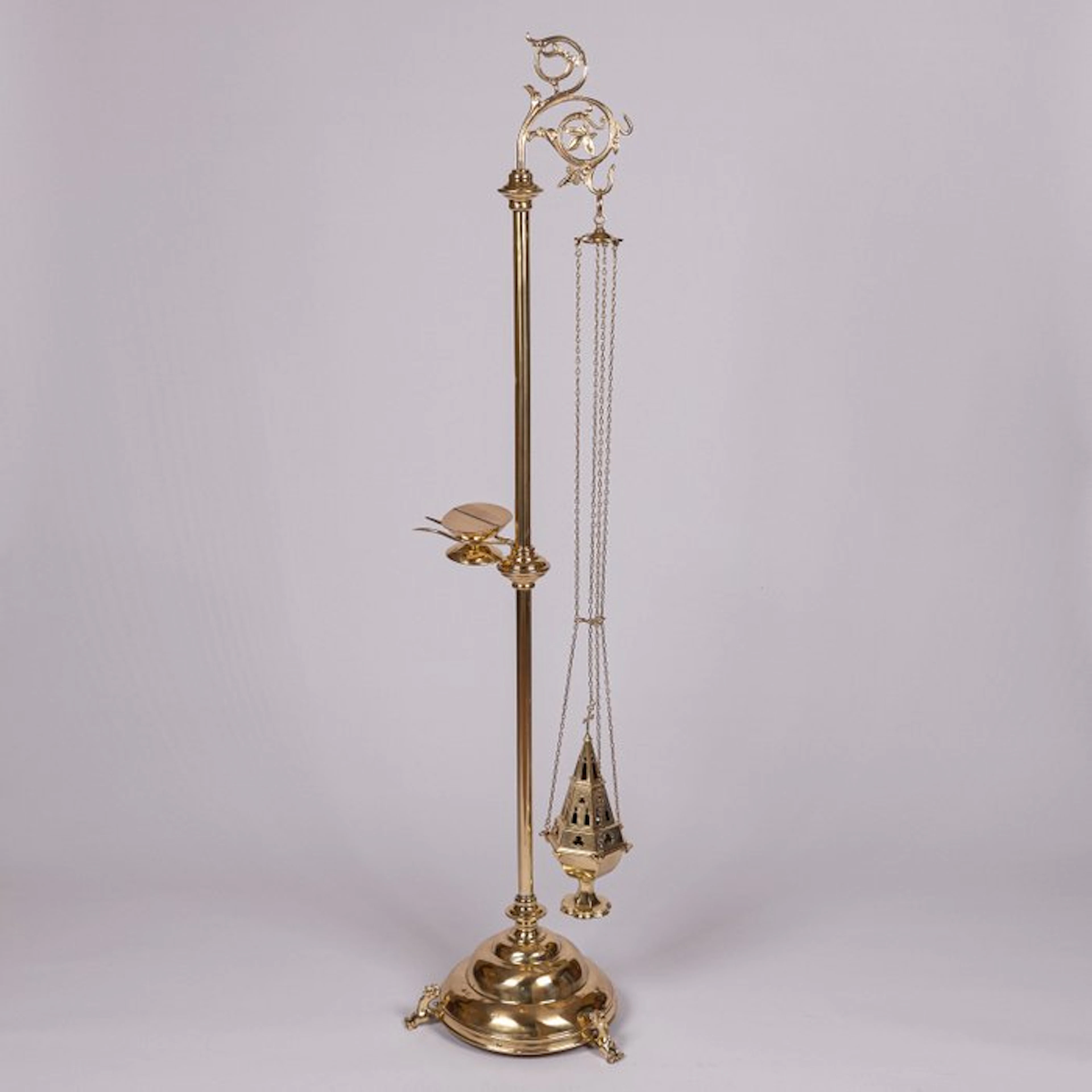 Incense stand with a bowl and a boat. - Brass - 1850-1900