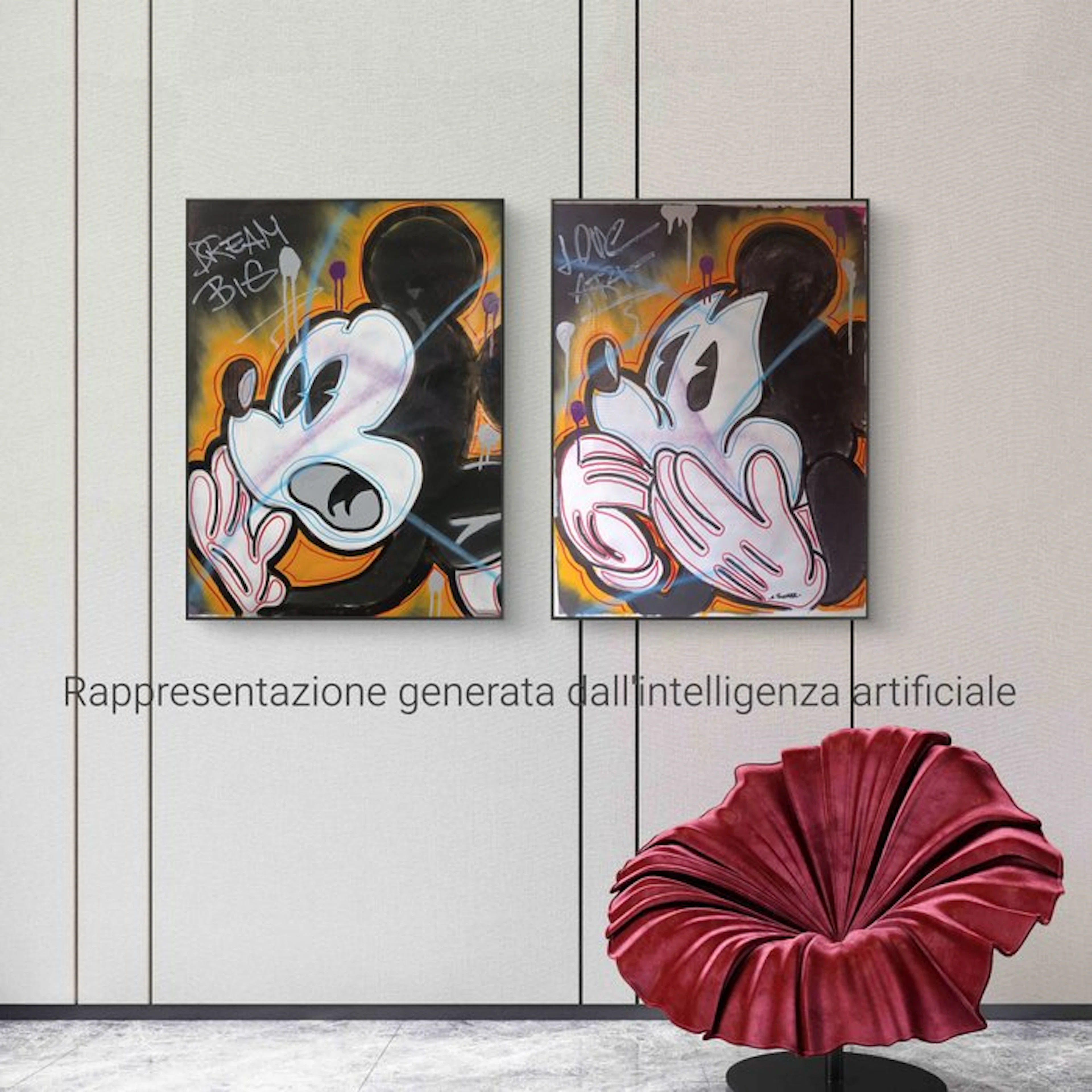 Simone Bowmar - Topolino Crazy art DITTICO XXL