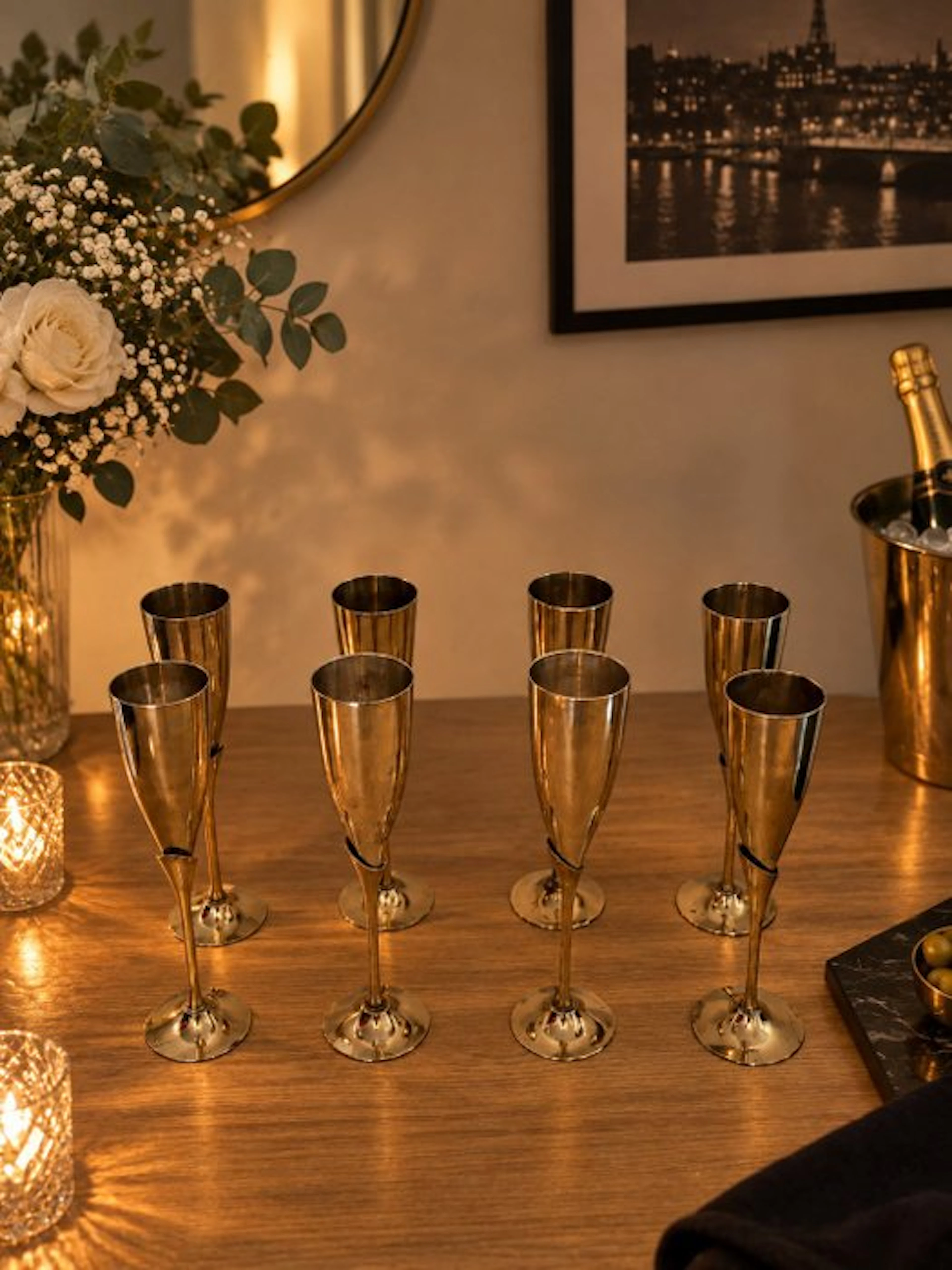 Champagne flute (8) - Set of 8 Champagne Flutes Design –...