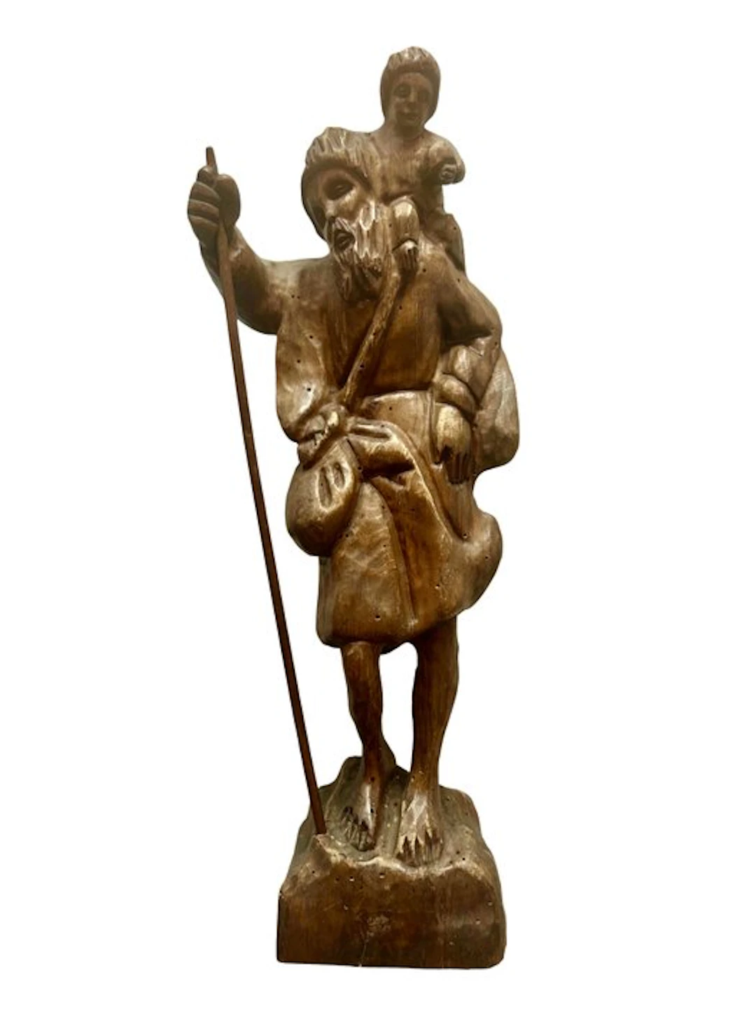 Figure carving, San Cristoforo con bambino - 42 cm - Wood