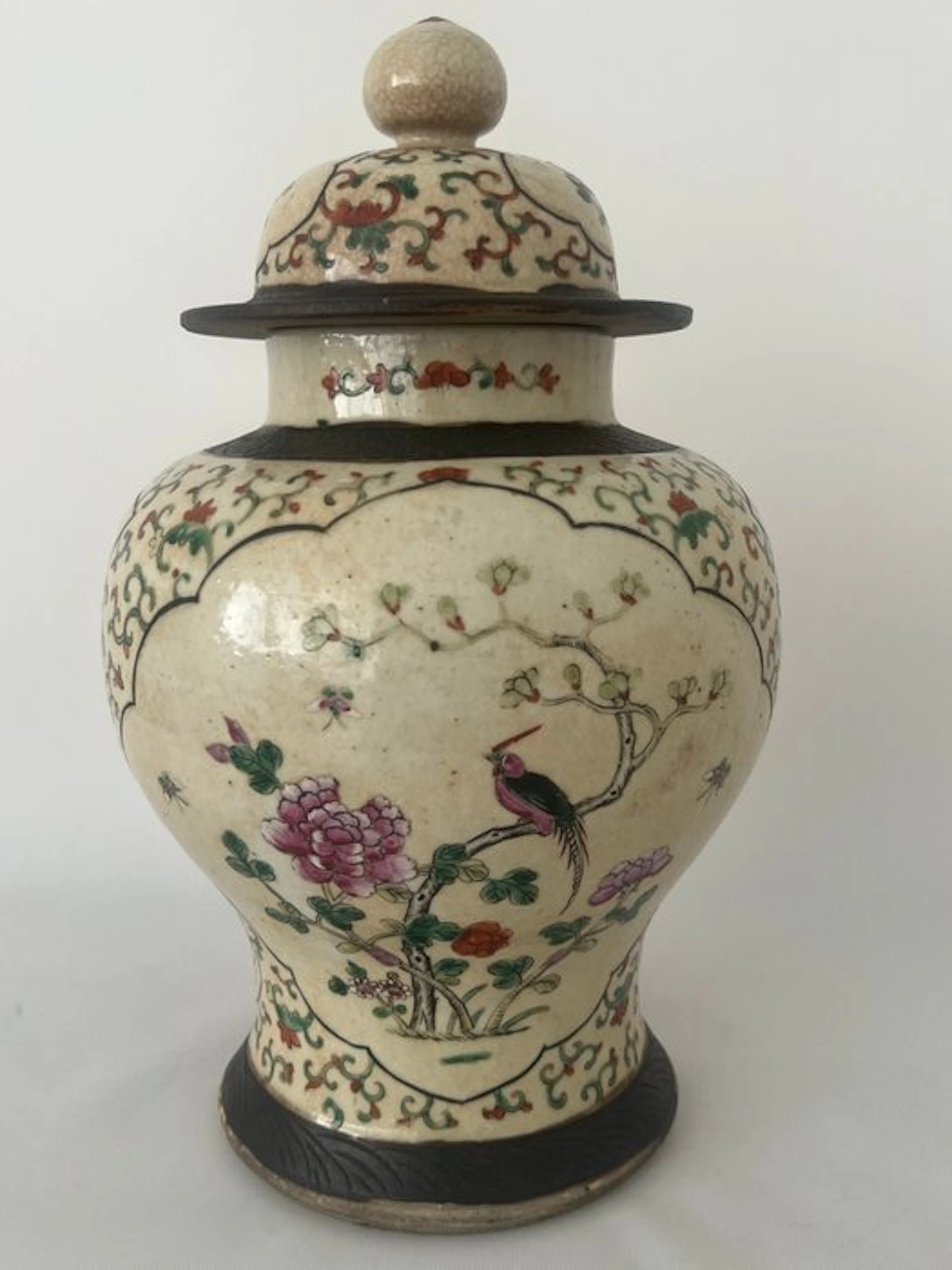 Late Qing Famille Rose Crackled-Glaze General’s Jar with...
