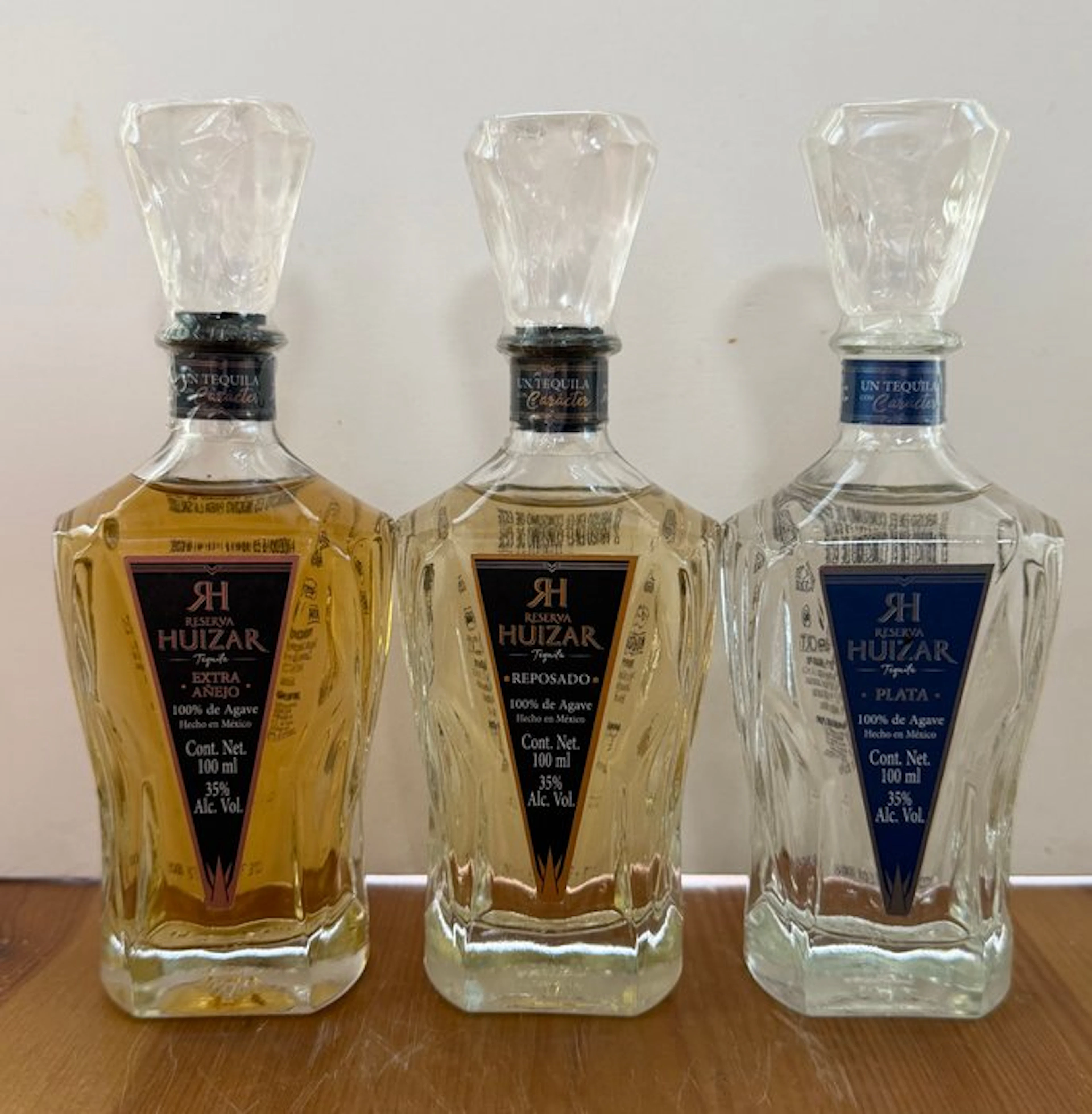 Reserva Huizar - flasks - Extra Añejo + Reposado, Plata - 100ml - 3 bottles