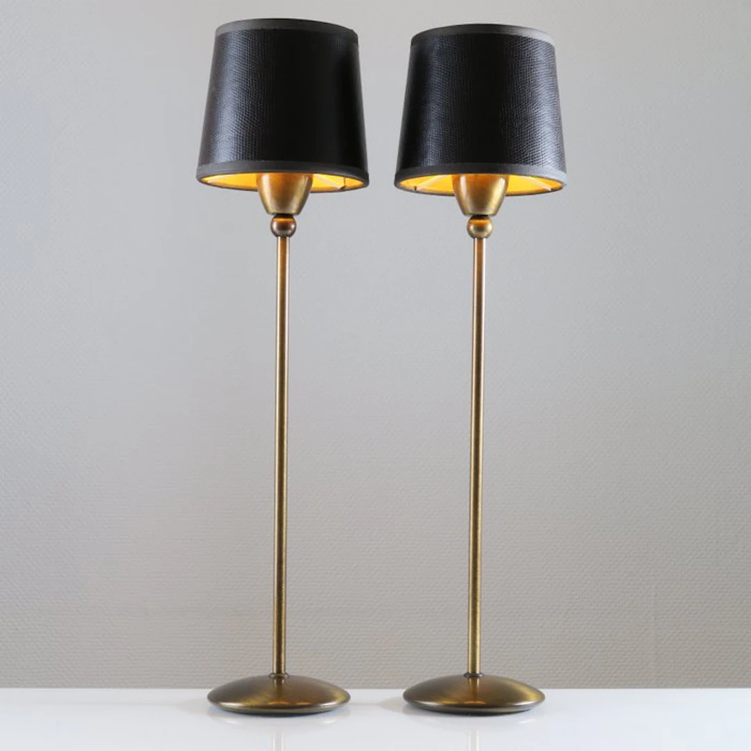 Set Chique Hoge Ranke Tafellampen - Table lamp (2) - Bronze, Brass