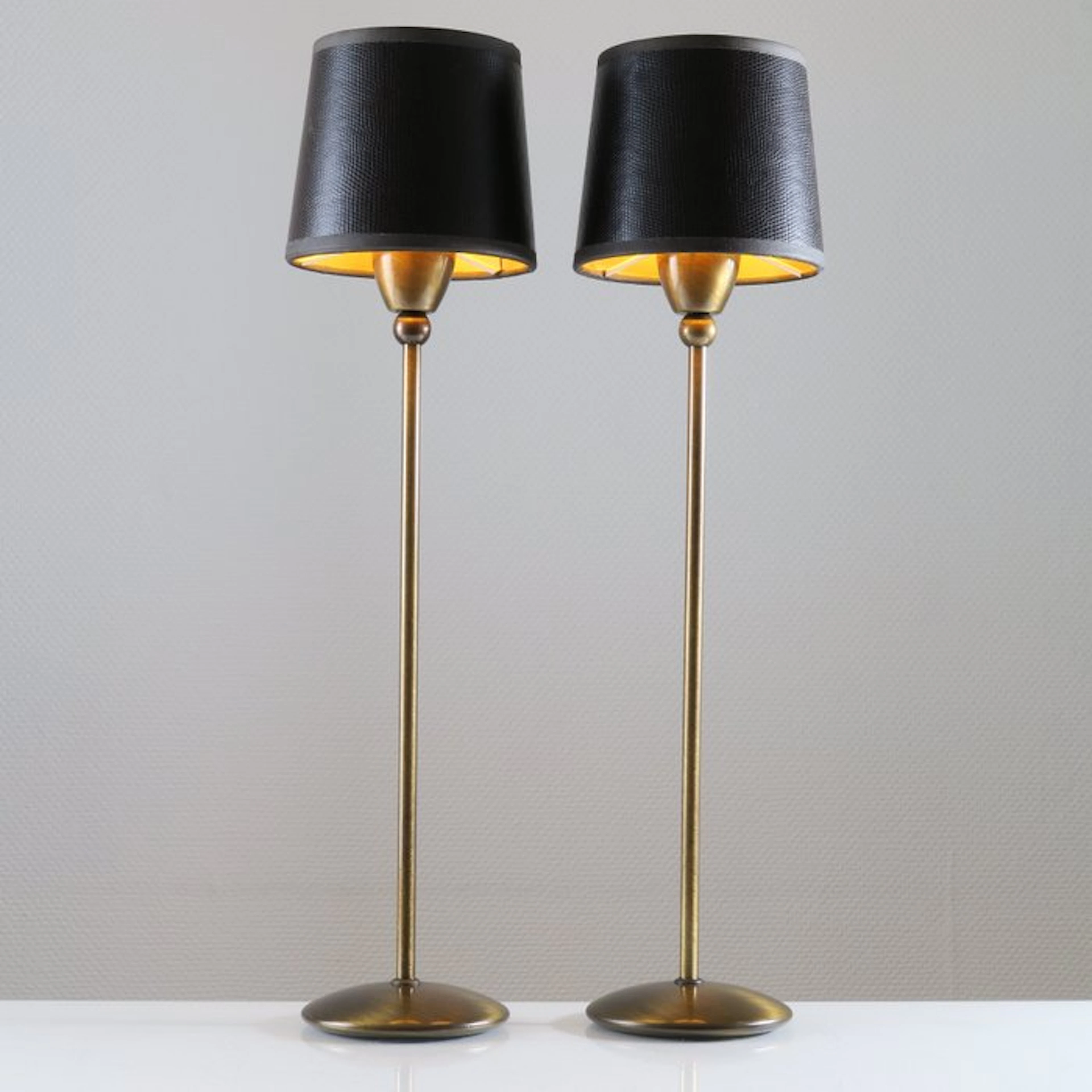 Set Chique Hoge Ranke Tafellampen - Table lamp (2) - Bronze, Brass