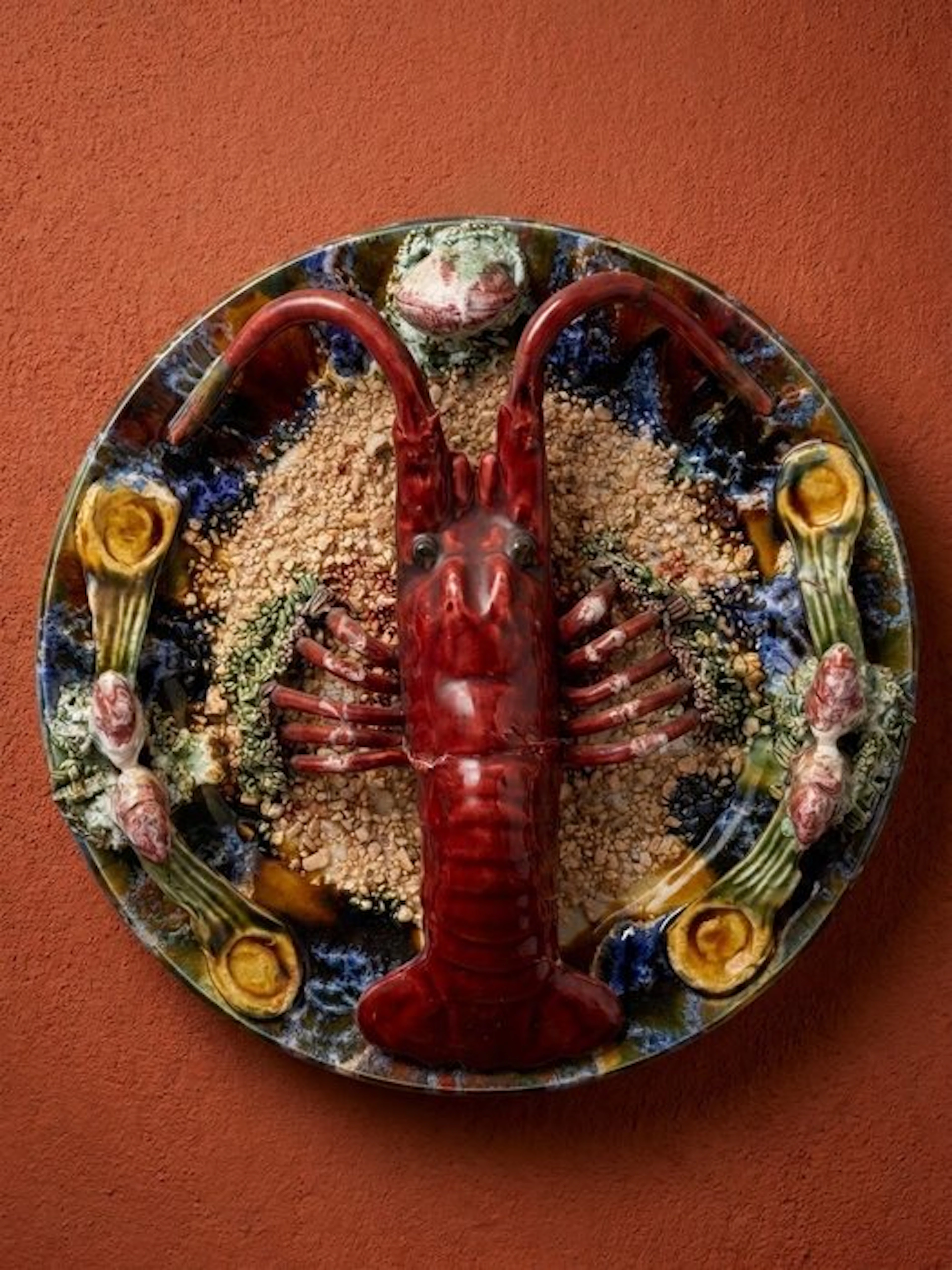 gedetailleerd antiek majolica wandbord - uitgevoerd in de...