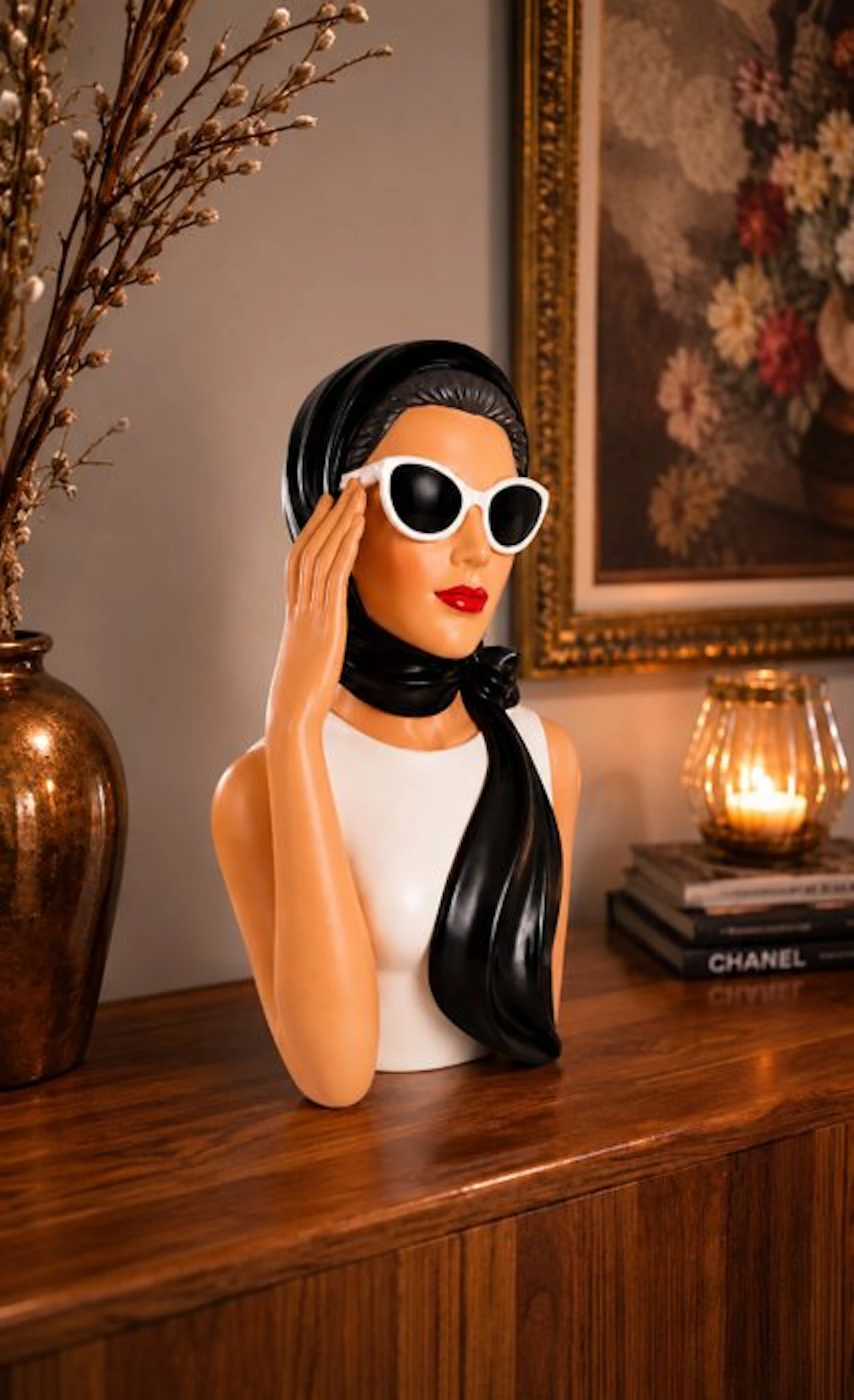 Bust, Hollywood Regency stijl damesbuste – statement piece - 27.5 cm - Resin