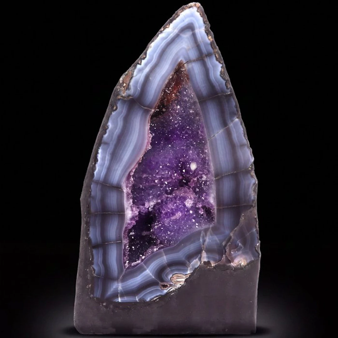 Amethyst & Blue Agate - Geode - 39x22x17 cm- 16 kg
