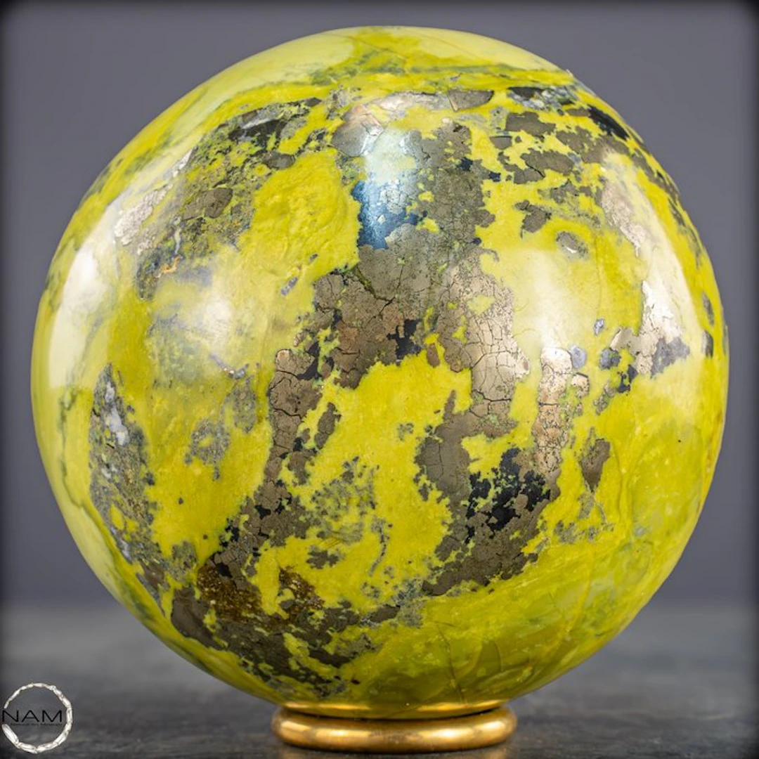Very Rare First Quality Serpentine & Pyrite Sphere, From Peru- 2225.07 g