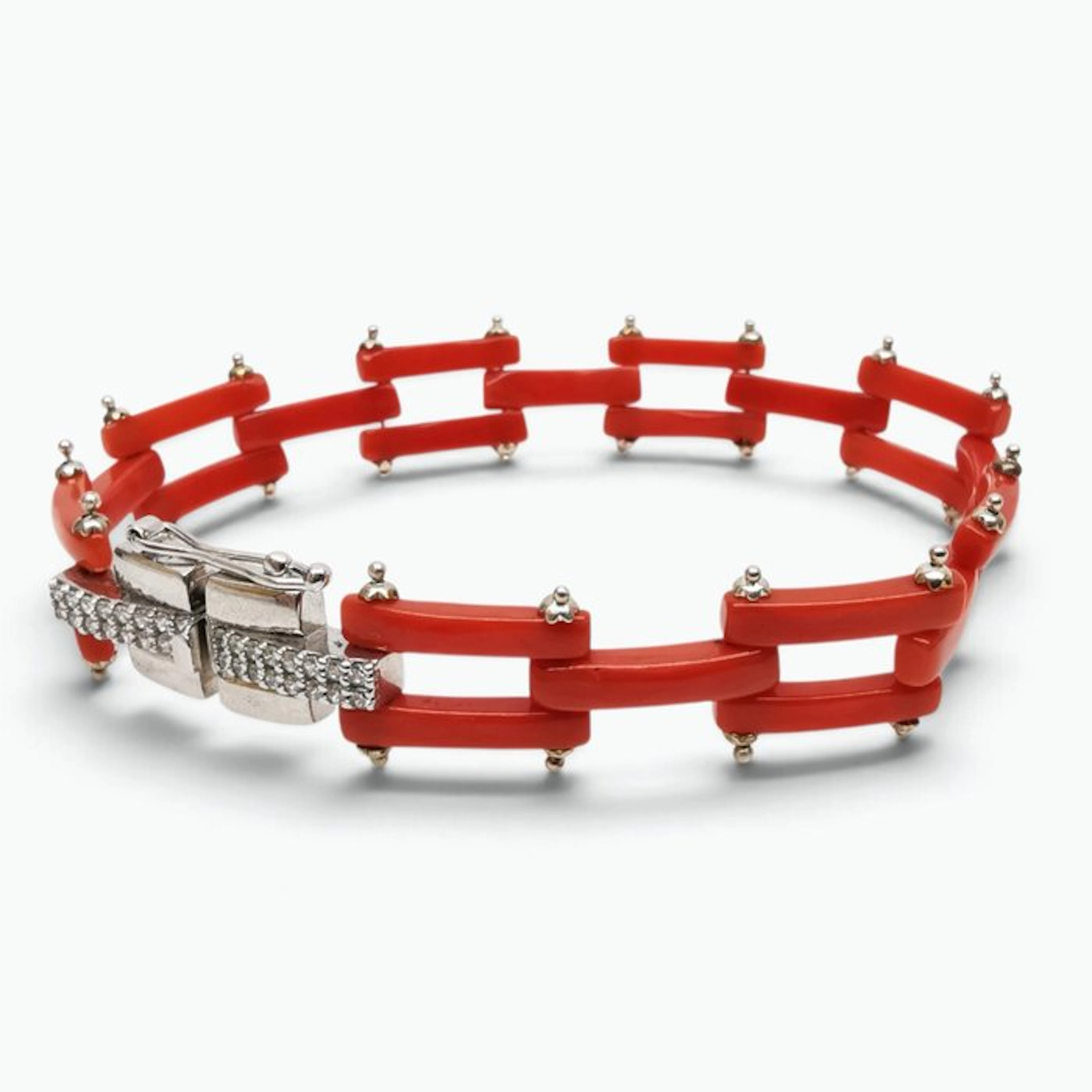 Blood Coral - Silver - Bracelet - handmade