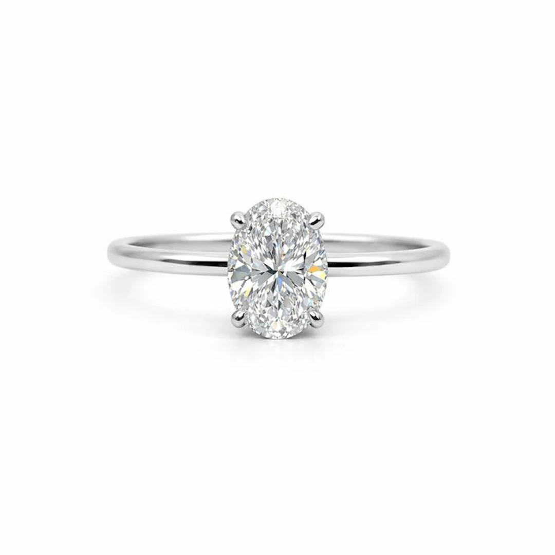 No reserve price - Ring - 14 kt. White gold - 1.09ct. tw. Diamond (Lab-grown)