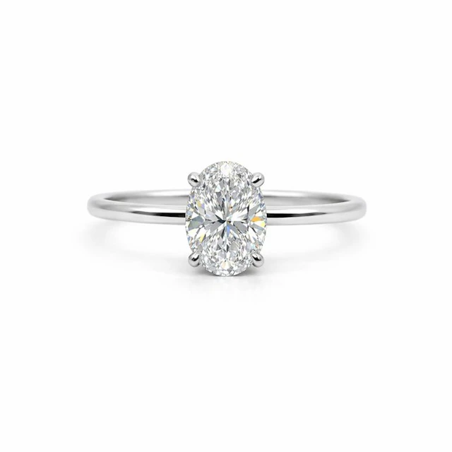 No reserve price - Ring - 14 kt. White gold - 1.09ct. tw. Diamond (Lab-grown)