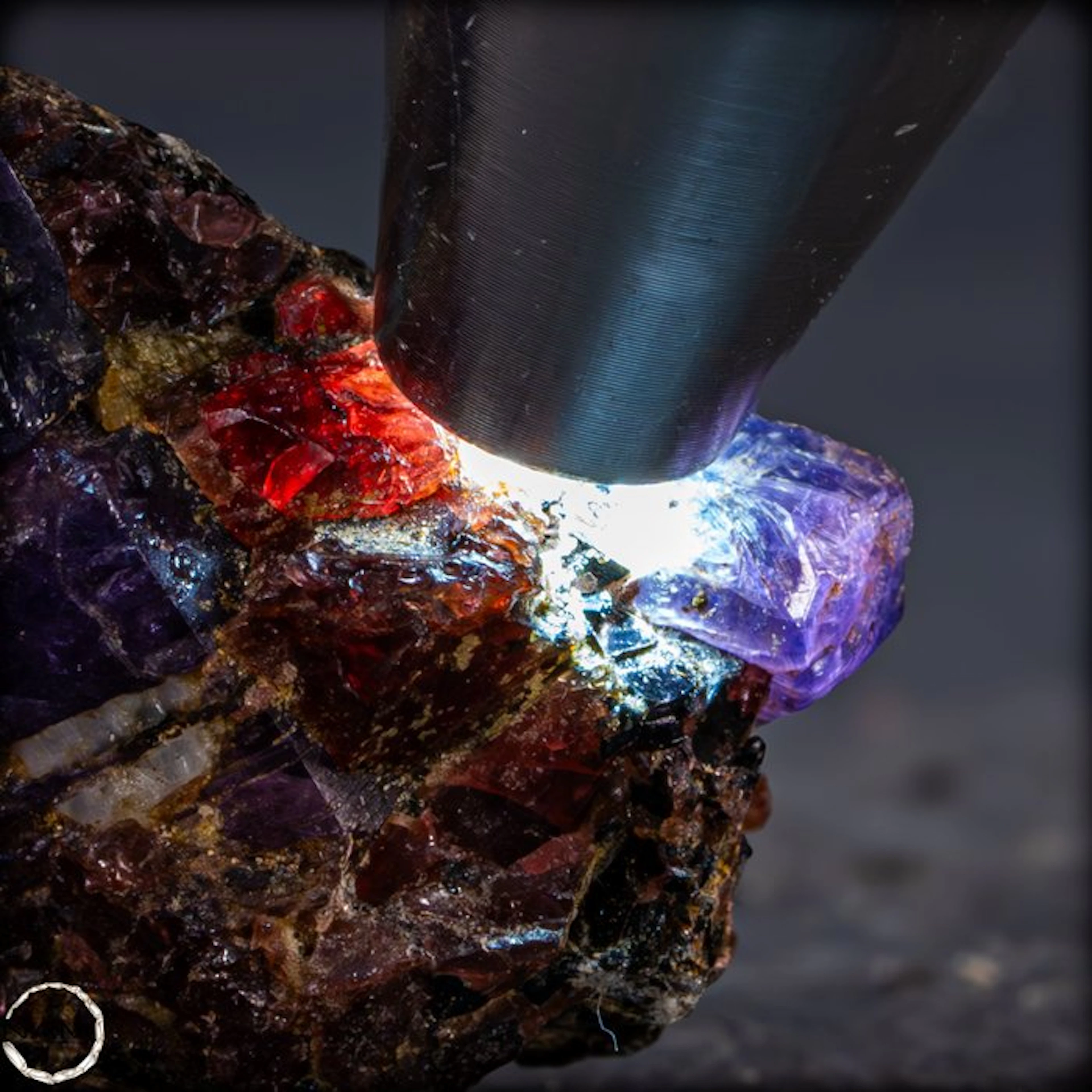 Natural multicolored sapphire on matrix – Rough crystal...