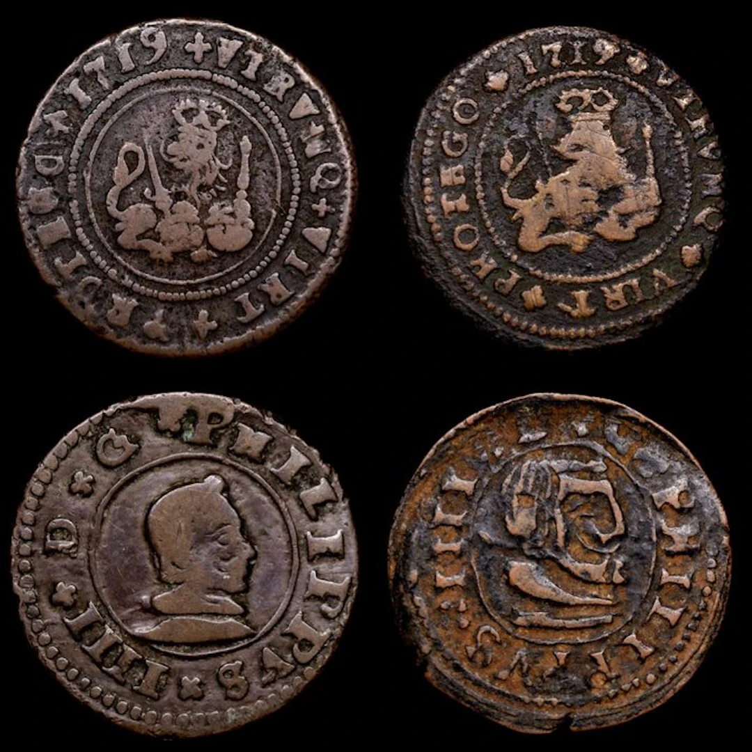 Spain. Felipe IV. 9 Monedas 1719 - Maravedis (No reserve price)