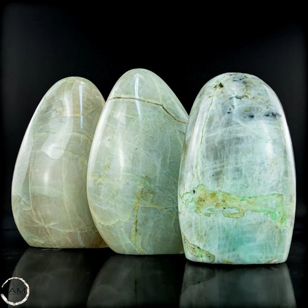 Grüner Mondstein Freiform-Set – Zeitlose Eleganz in...