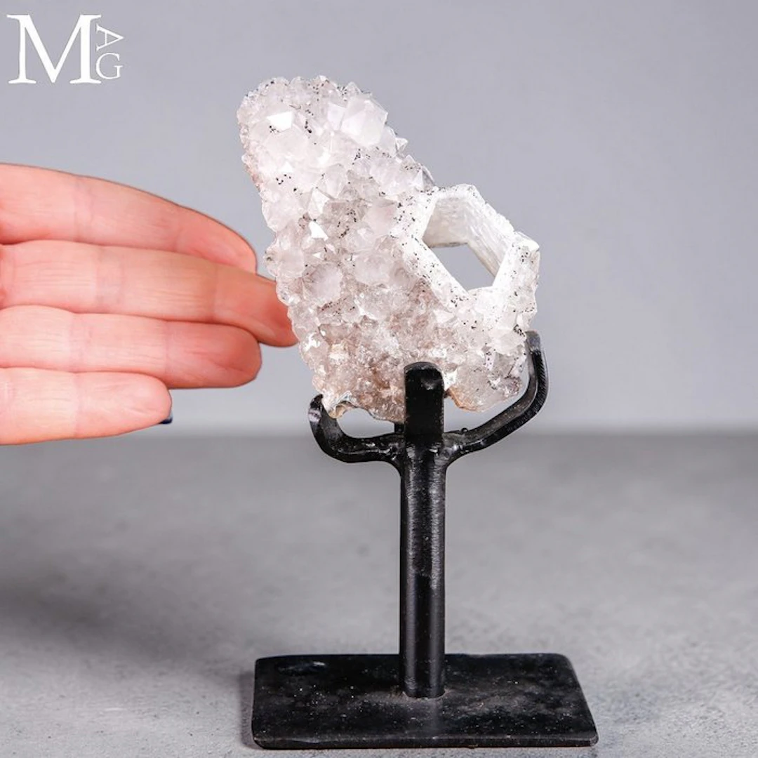 White Calcite Cluster with a Striking Natural Geometric...