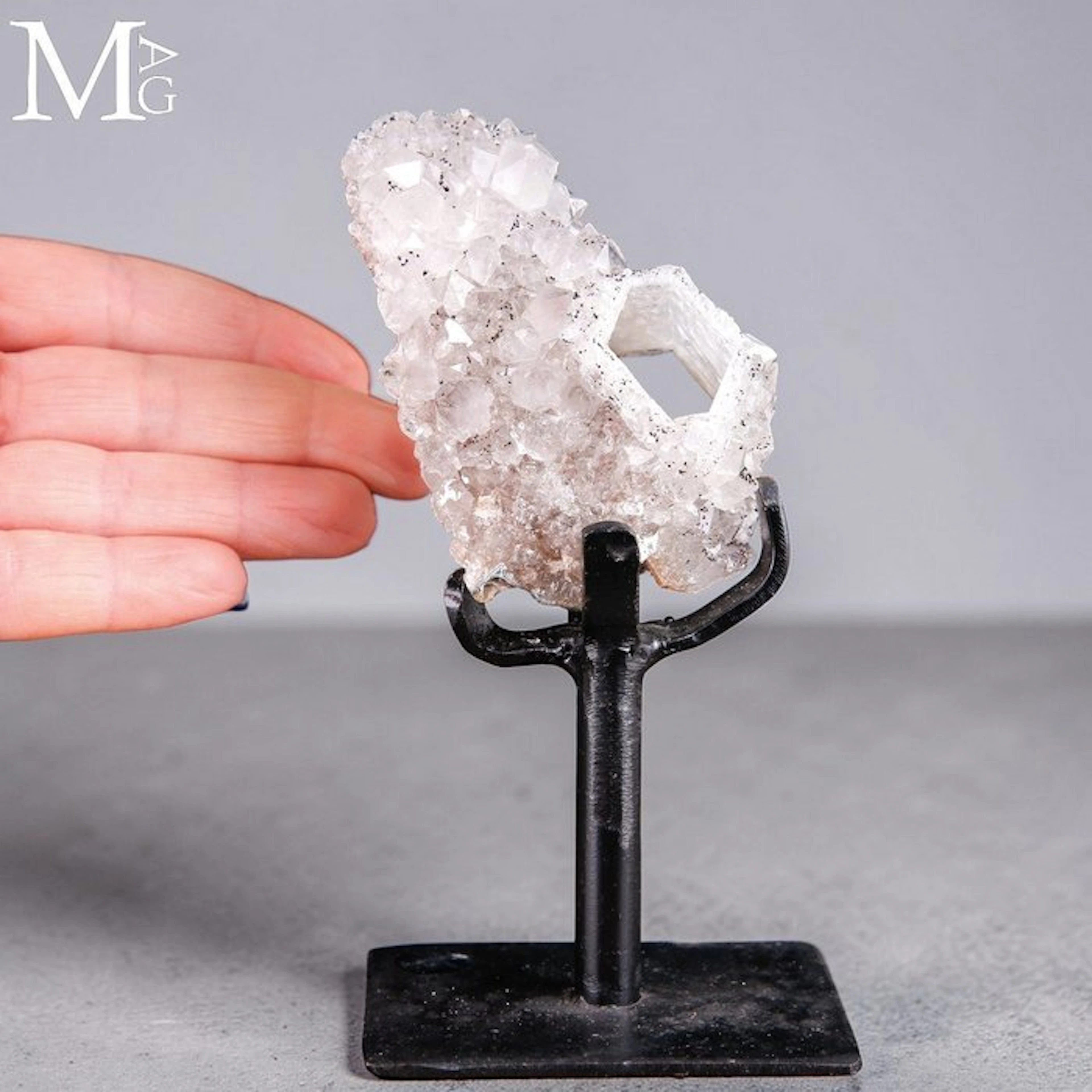 White Calcite Cluster with a Striking Natural Geometric...