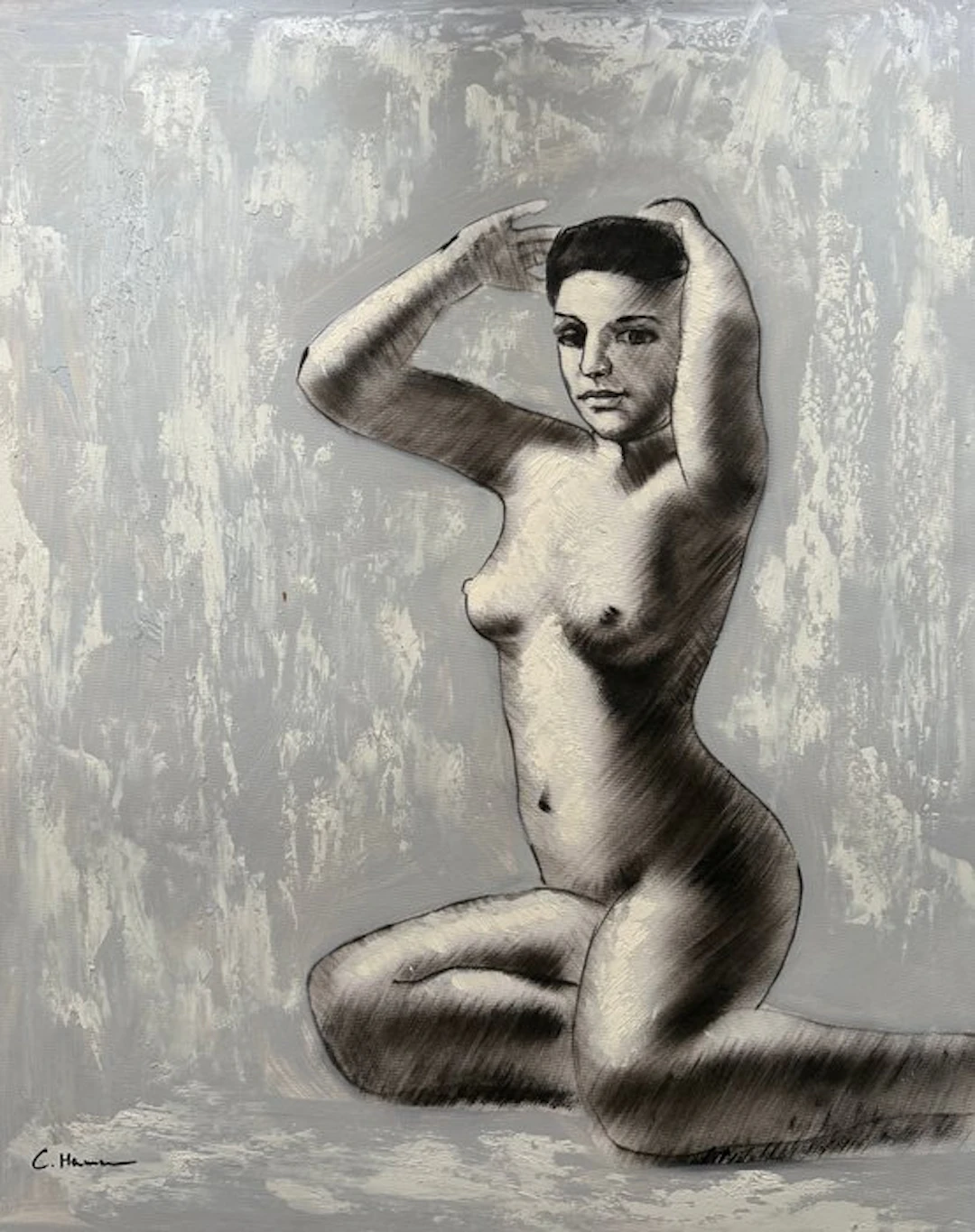 Carole Hermann (1958 - ) - Nu assis