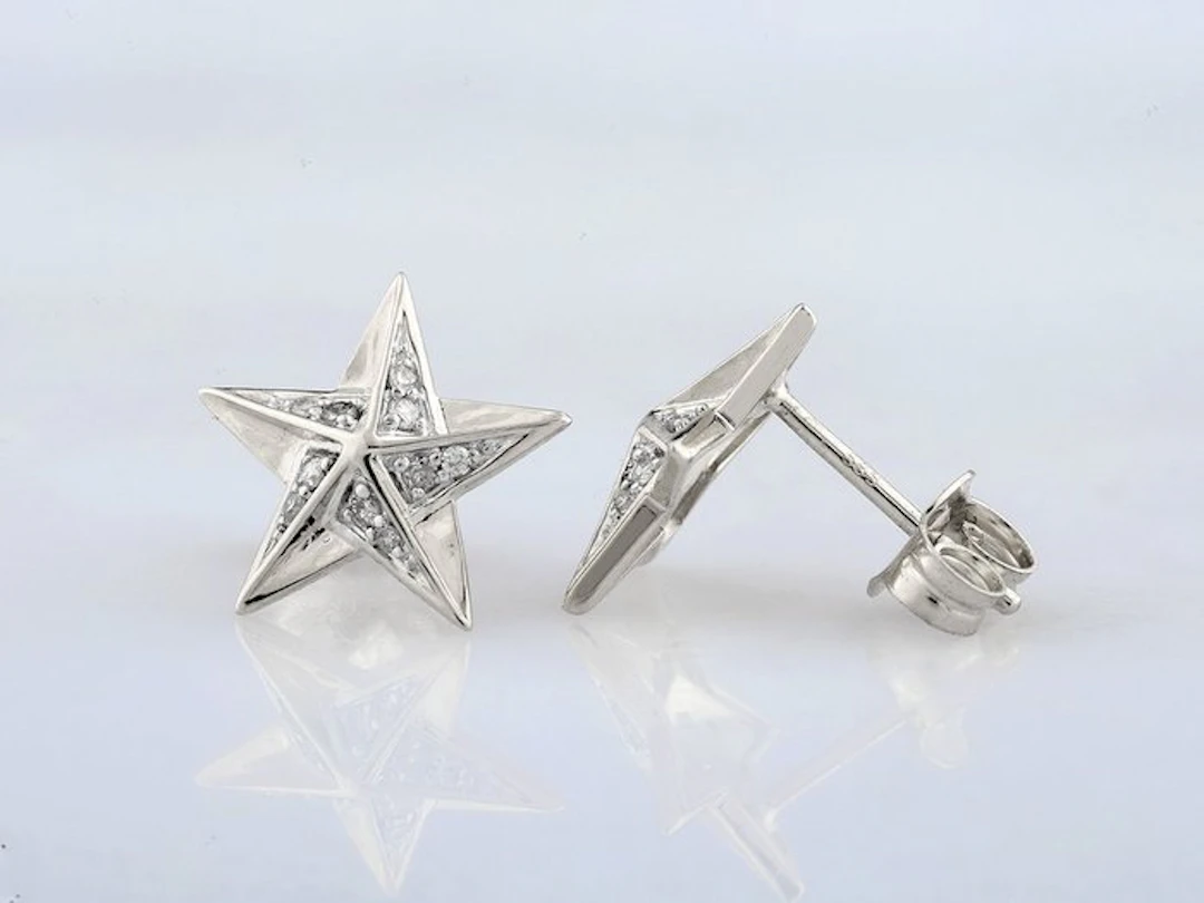 Earrings - 14 kt. White gold - 0.10ct. tw. Diamond (Natural)