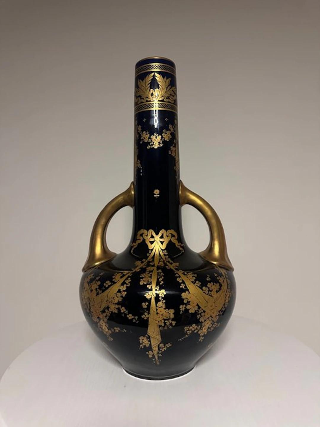 Vase - Large 52 cm French Art Deco Cobalt Blue & Gilt...