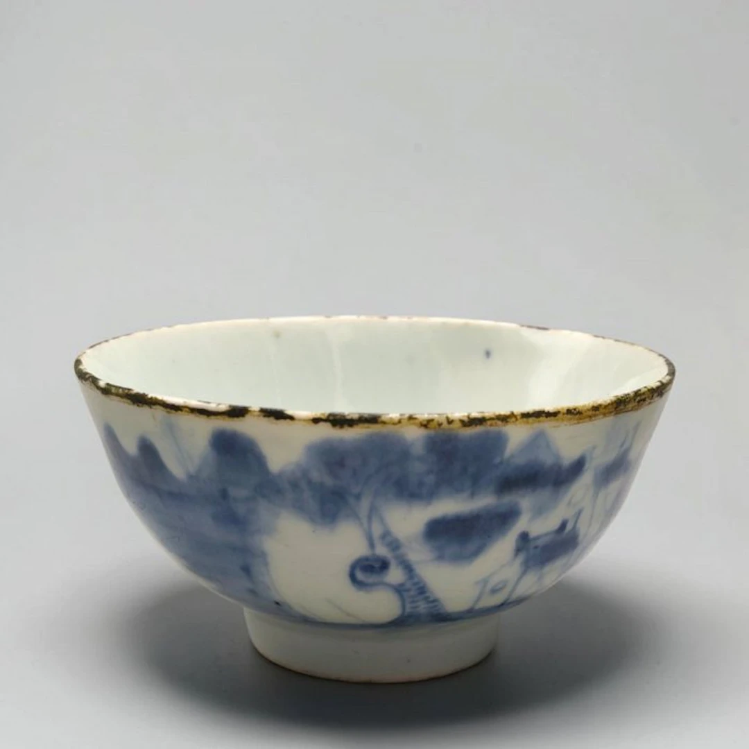 Antique Hand-Painted Landscape - Bowl - Porcelain