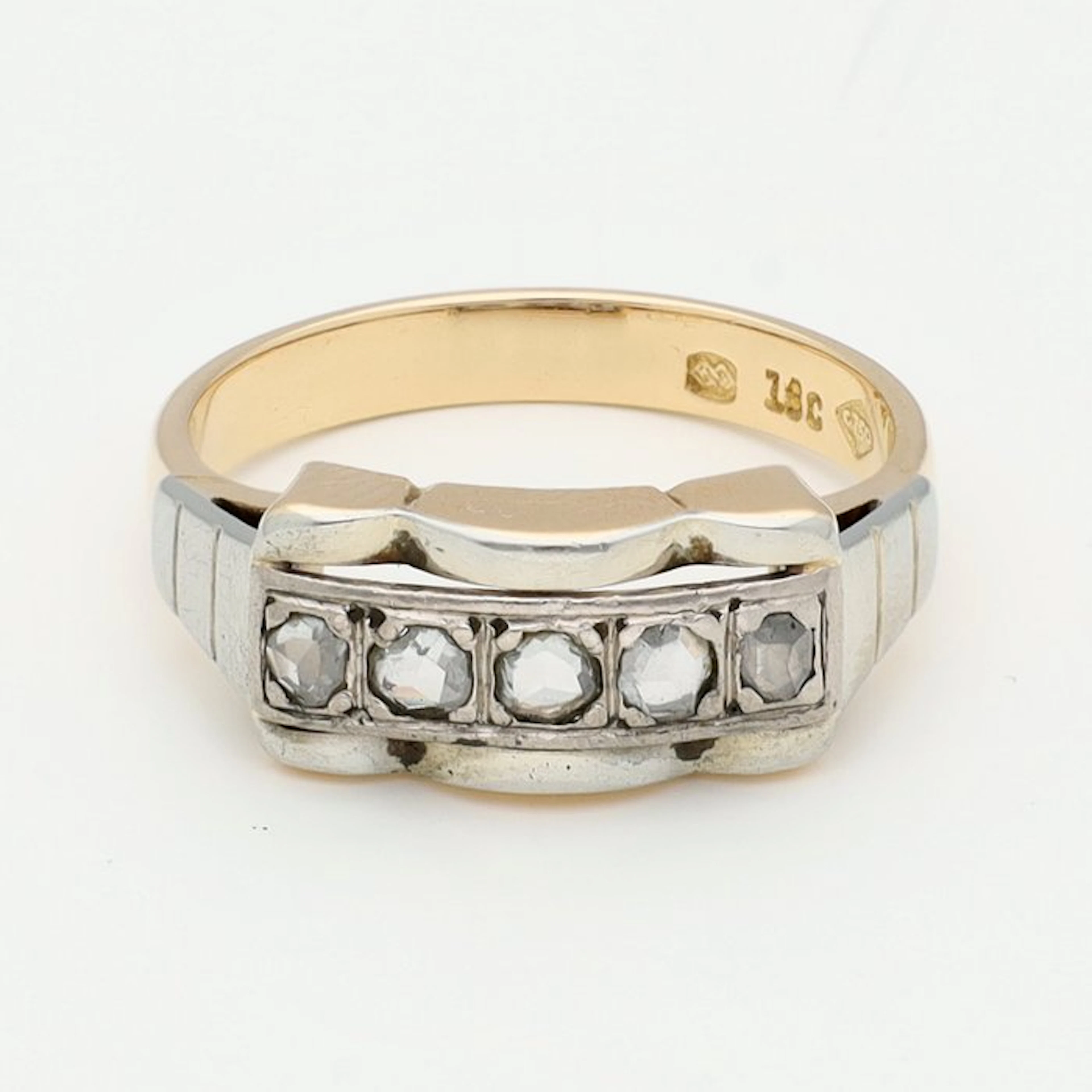 Ring - 18 kt. Yellow gold, White gold Diamond (Natural)