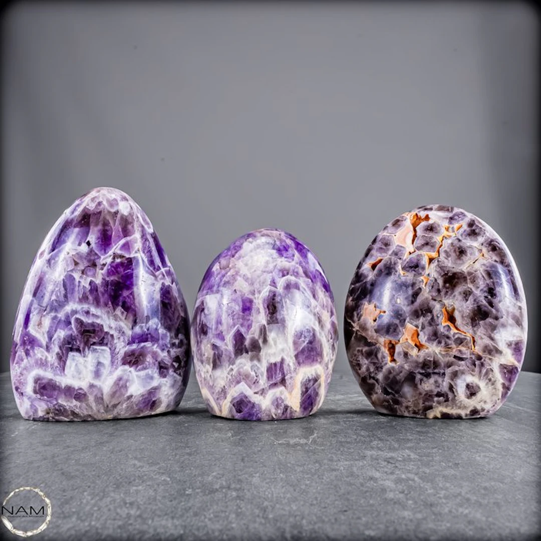 Amethyst–Prasiolite Premium Set from Bolivia – three...