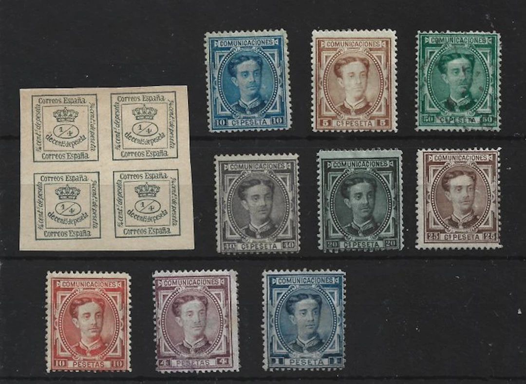 Spain 1876 - New complete series of Alfonso XII - edifil 173/82