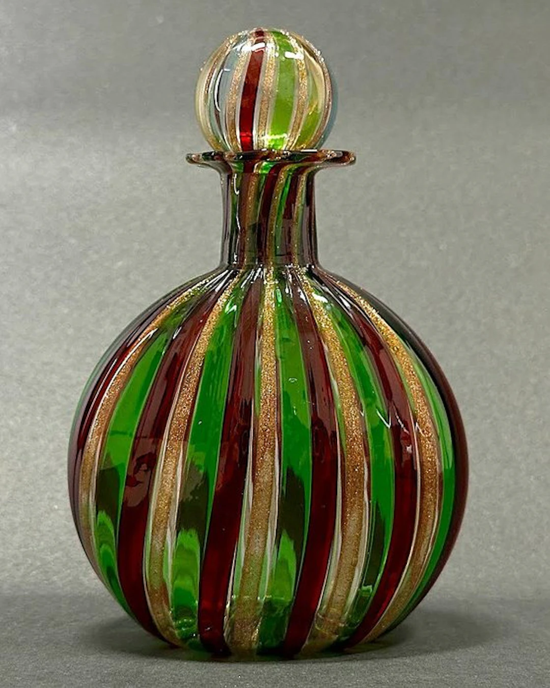 Boccetta Porta Profumo con Tappo in Vetro Artistico di...