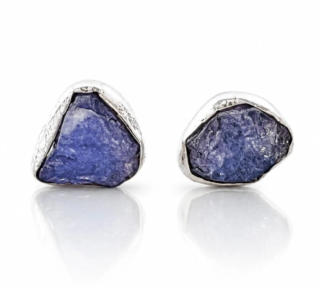 925 silver - Tanzanite stud earrings - Earrings