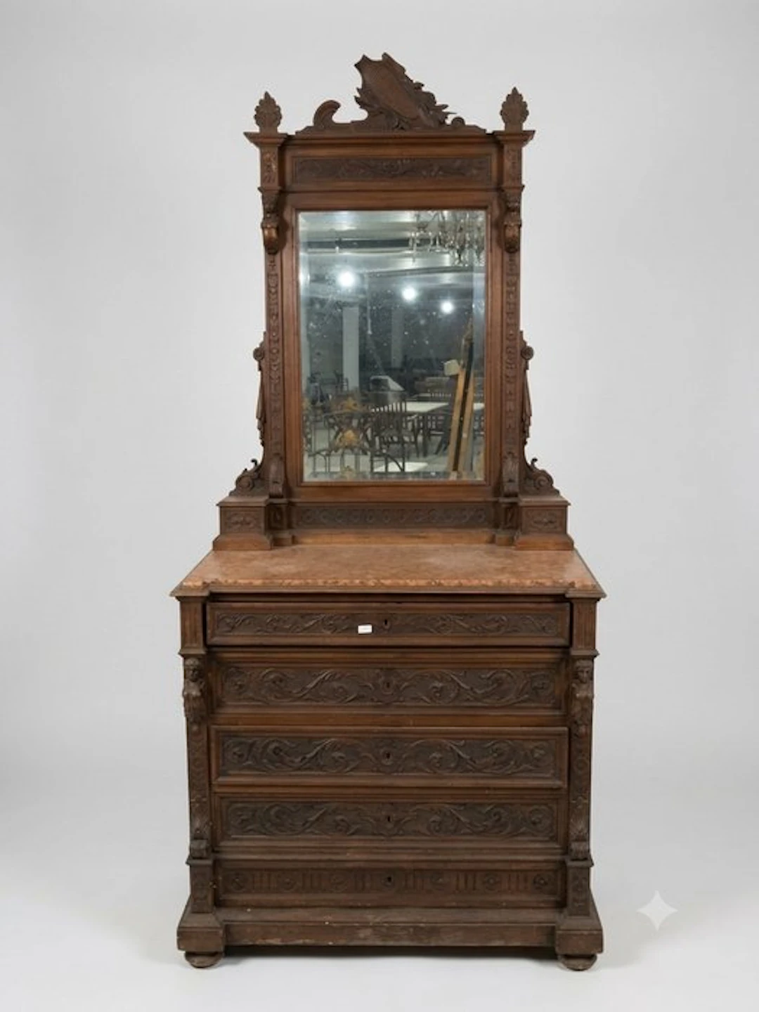 Chest of drawers - Wood, Marble, Glass