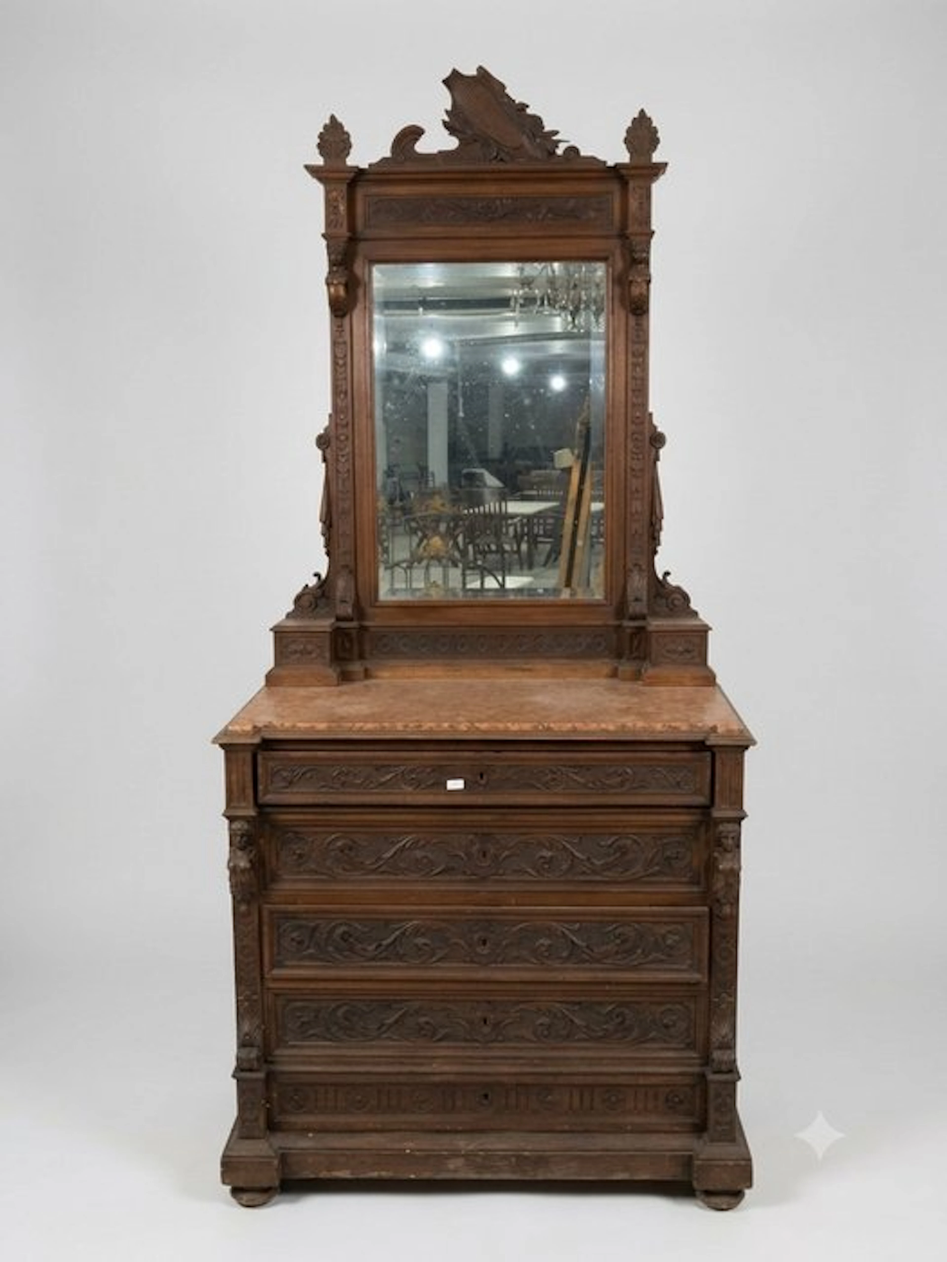Chest of drawers - Wood, Marble, Glass