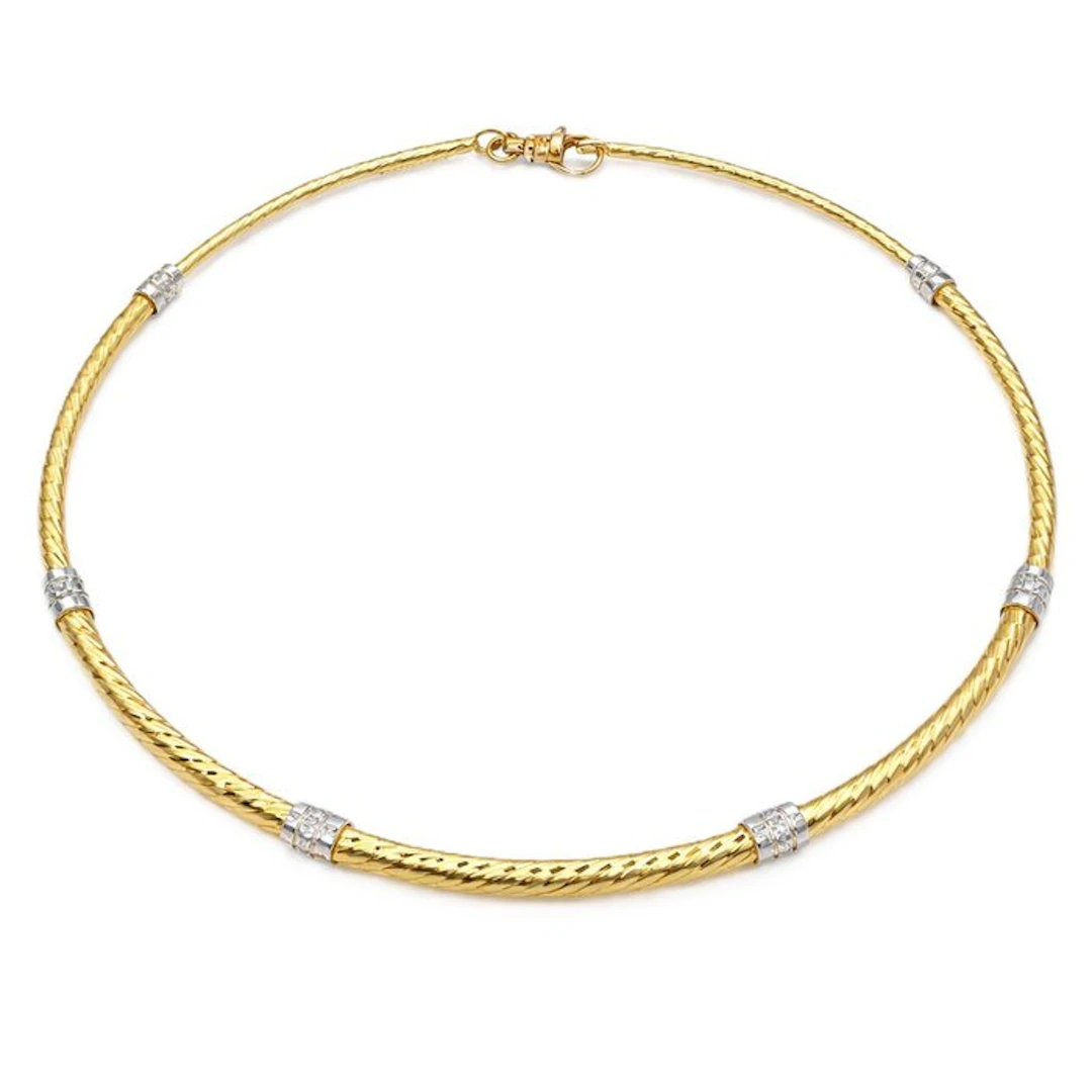 Necklace - 18 kt. Yellow gold, White gold - Made in Italy - Handmade