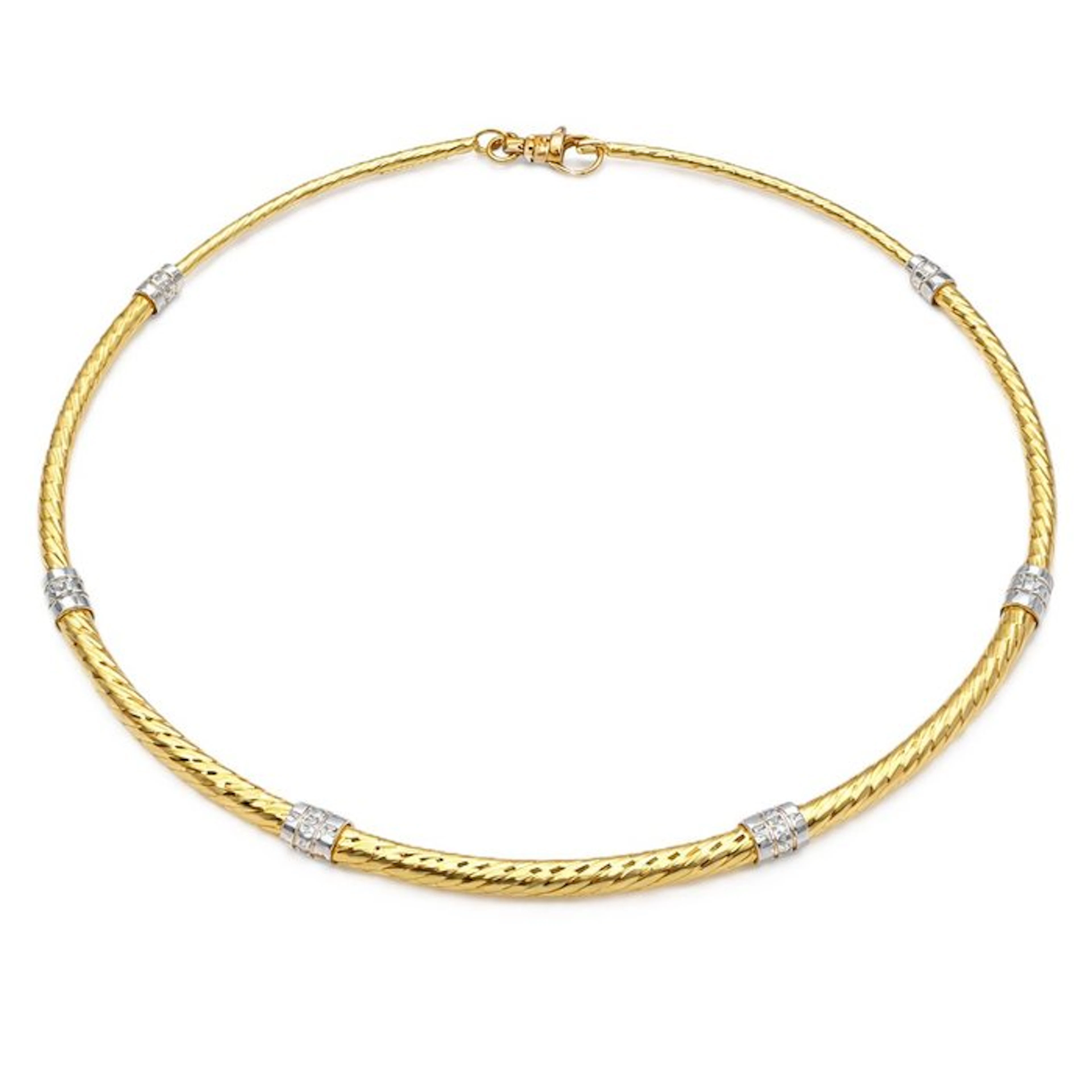 Necklace - 18 kt. Yellow gold, White gold - Made in Italy - Handmade