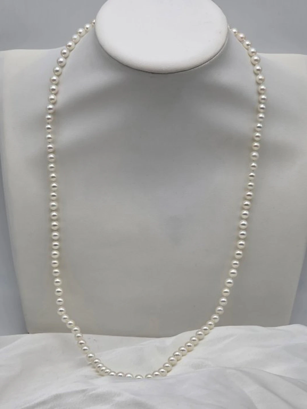 No reserve price - Necklace Silver, 59 cm Pearl - Akoya pearls 5.6 to 6 mm