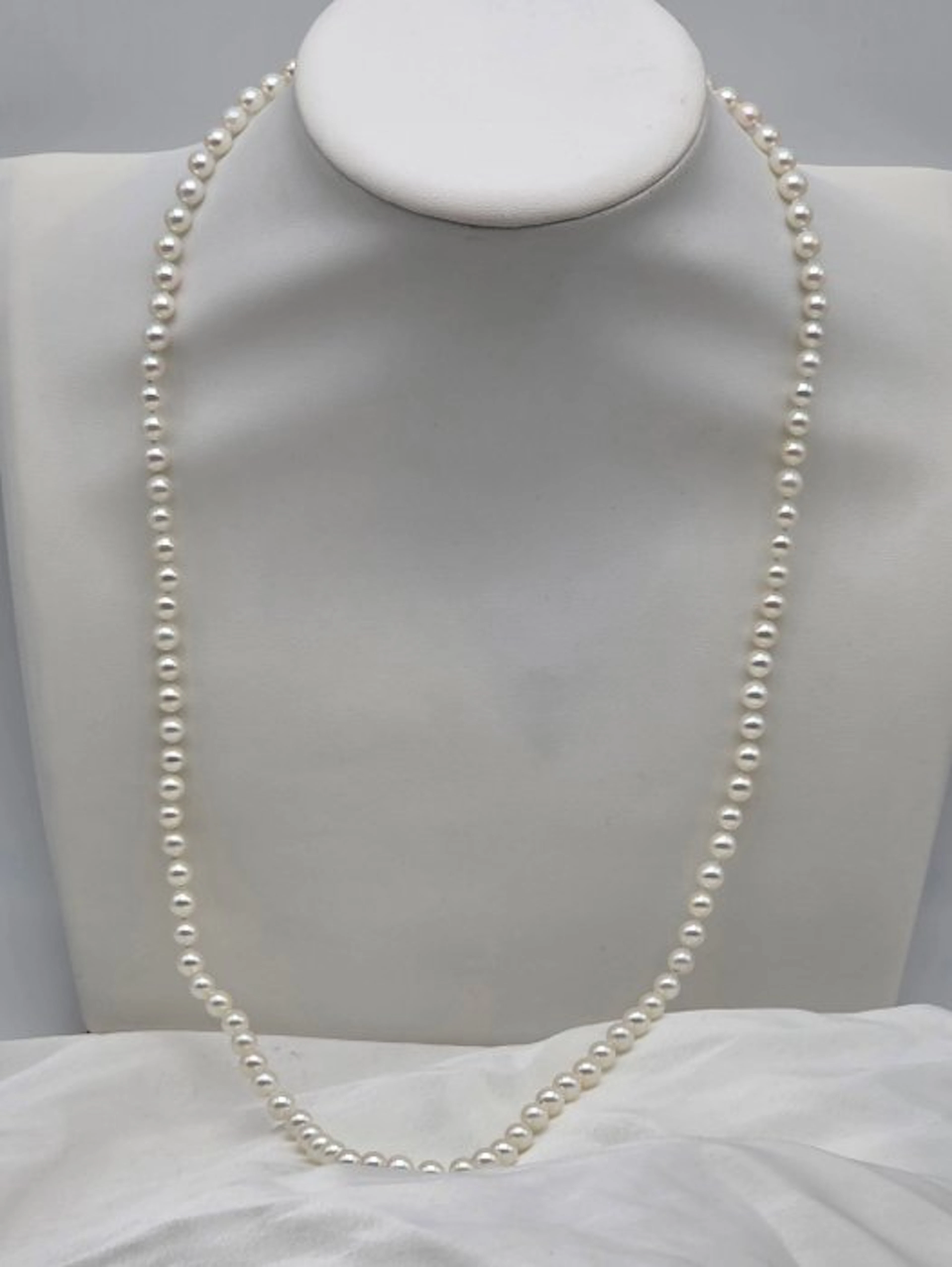 No reserve price - Necklace Silver, 59 cm Pearl - Akoya pearls 5.6 to 6 mm