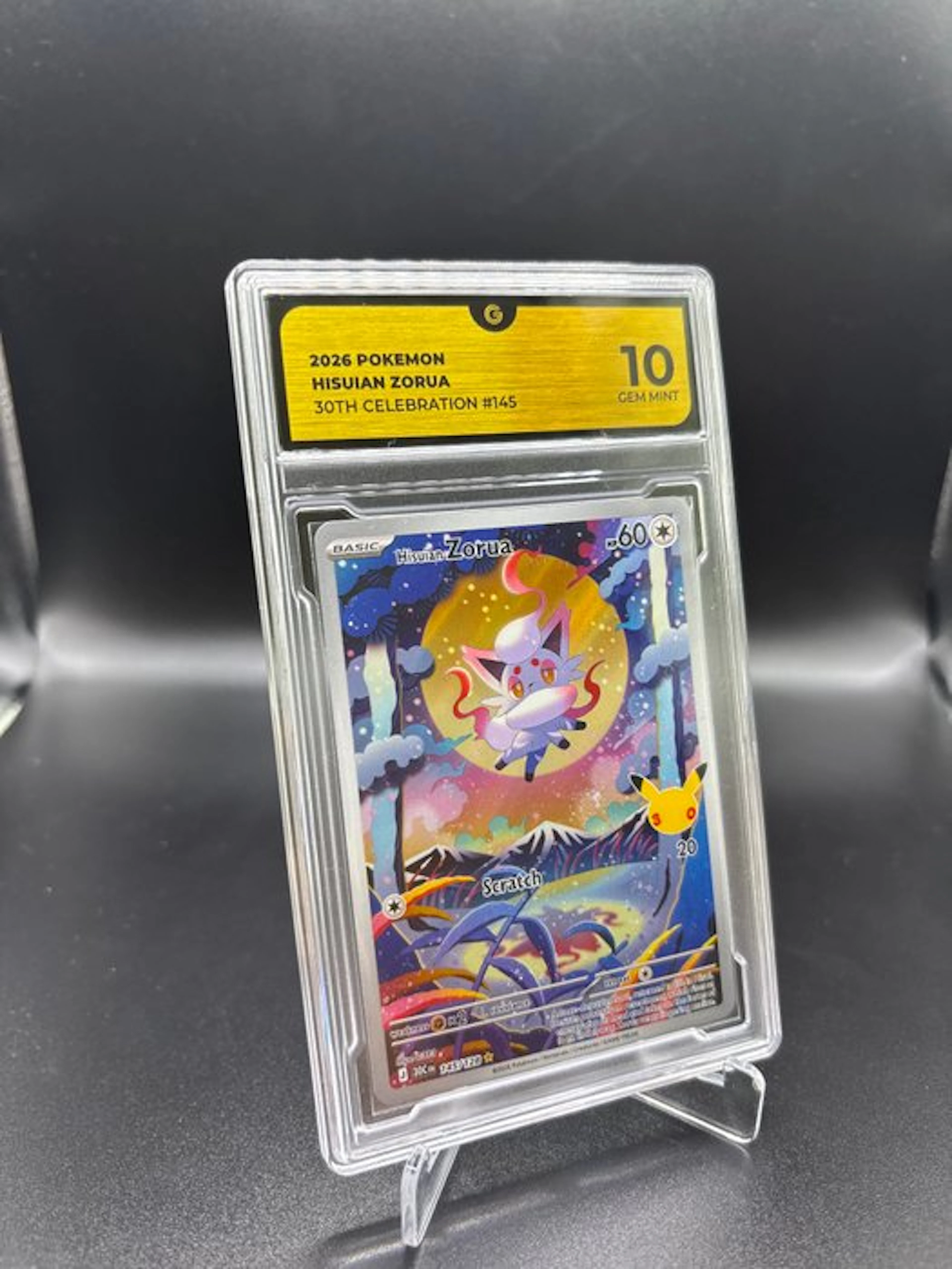 Pokémon - 1 Graded card - Hisuian Zorua 145 30TH Annivsary Full art - GG 10