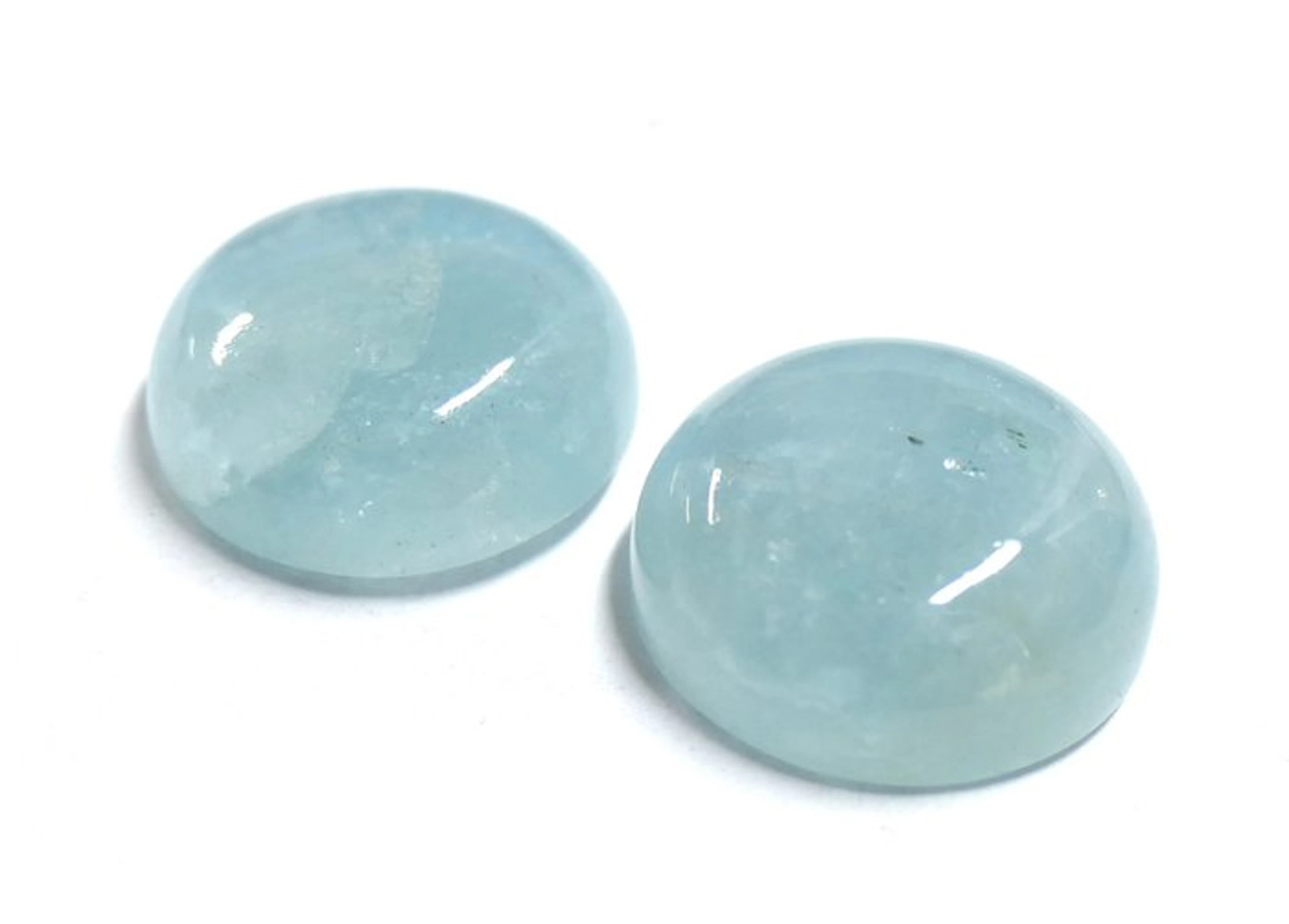 Gorgeous lot of aquamarine, 100% natural. Cabochon- 5.72 g - (2)