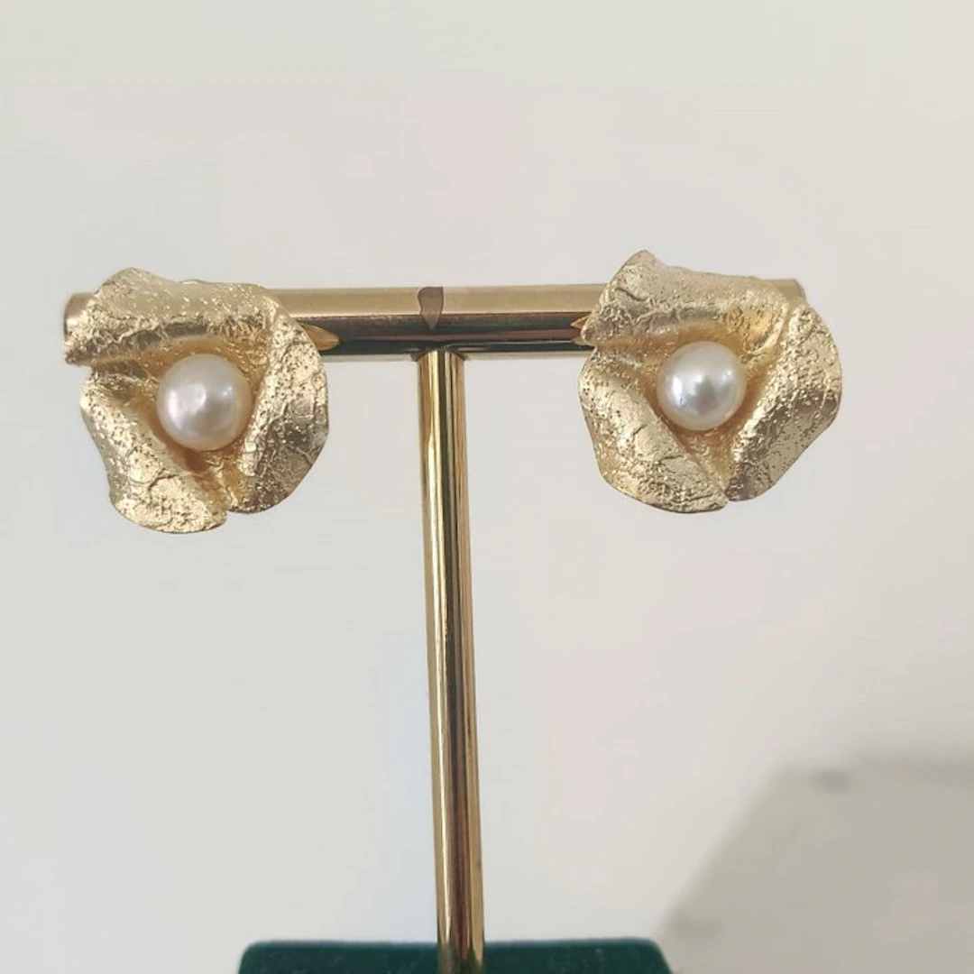 No reserve price - Earrings Silver Pearl