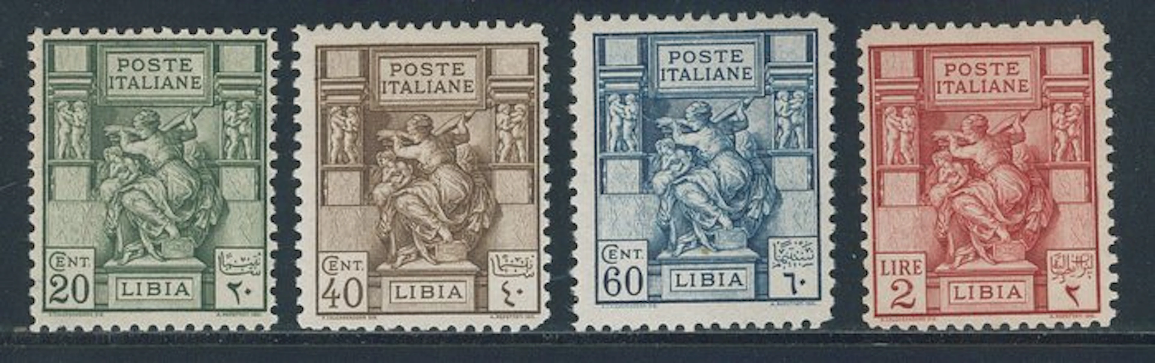 Italian Libya - Sibilla dent. 11, complete series no. 54/57.