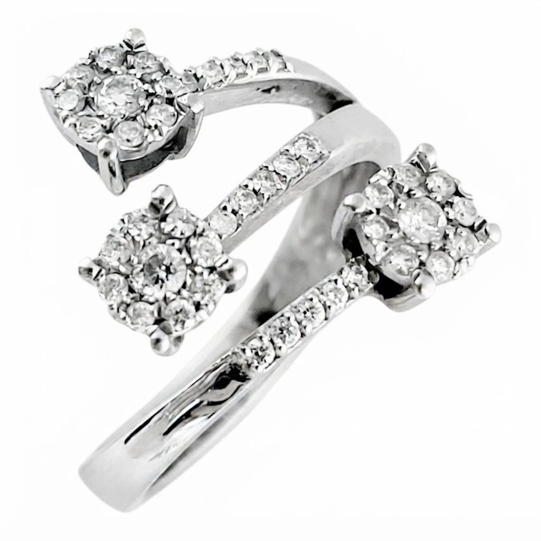 Ring - 18 kt. White gold - 1.12ct. tw. Diamond (Natural) - Made in Italy
