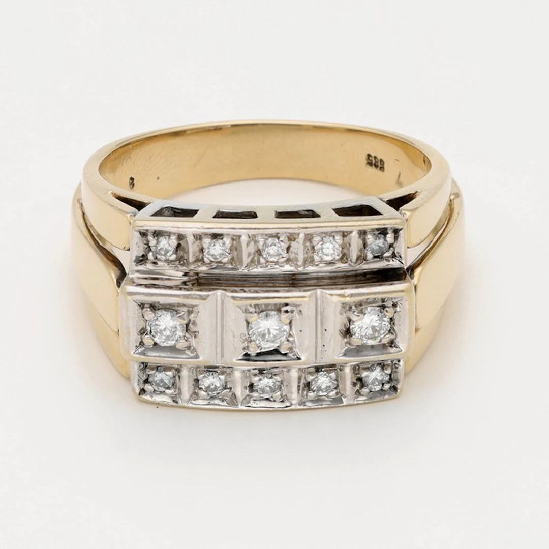 Ring - 14 kt. Yellow gold Diamond (Natural)