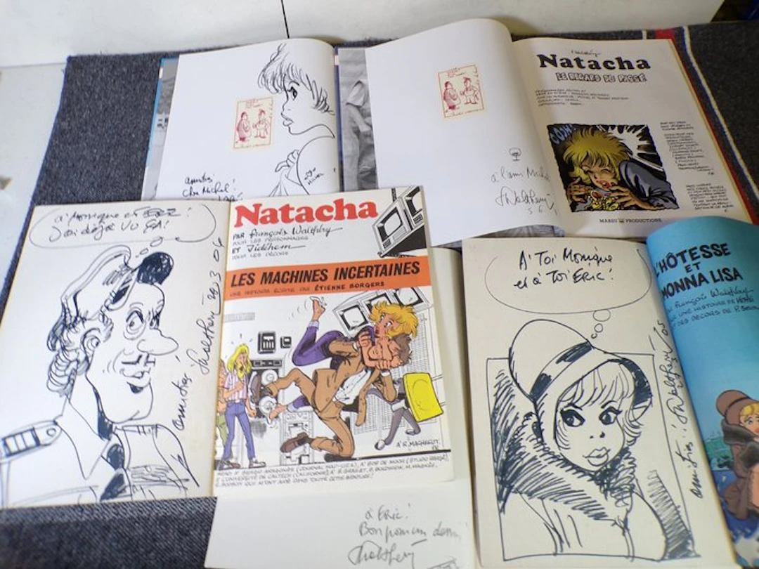 Natacha - 3x B + 2x C + 3x dédicace + 2x signature - EO/Ré - 5 Album