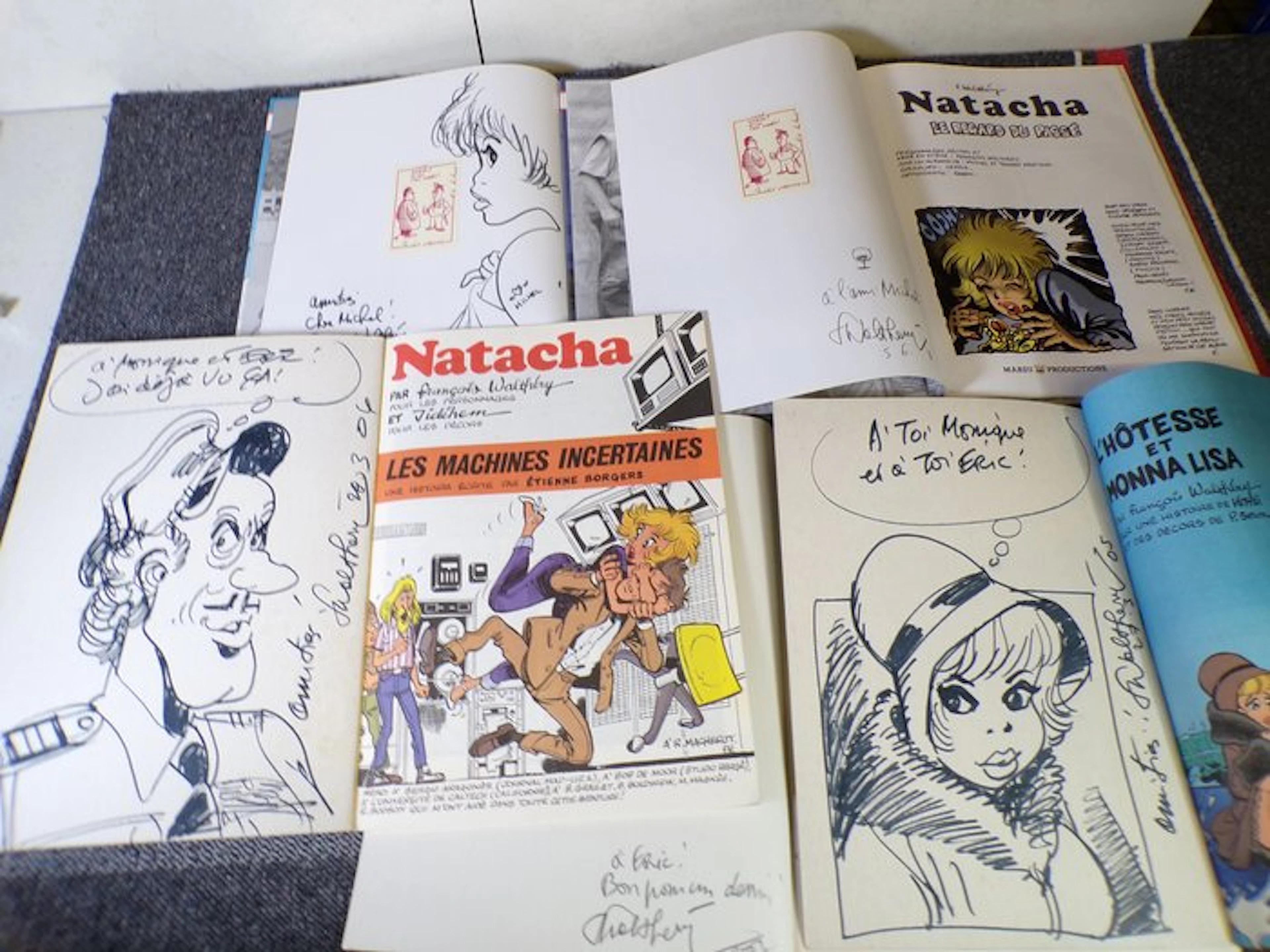 Natacha - 3x B + 2x C + 3x dédicace + 2x signature - EO/Ré - 5 Album