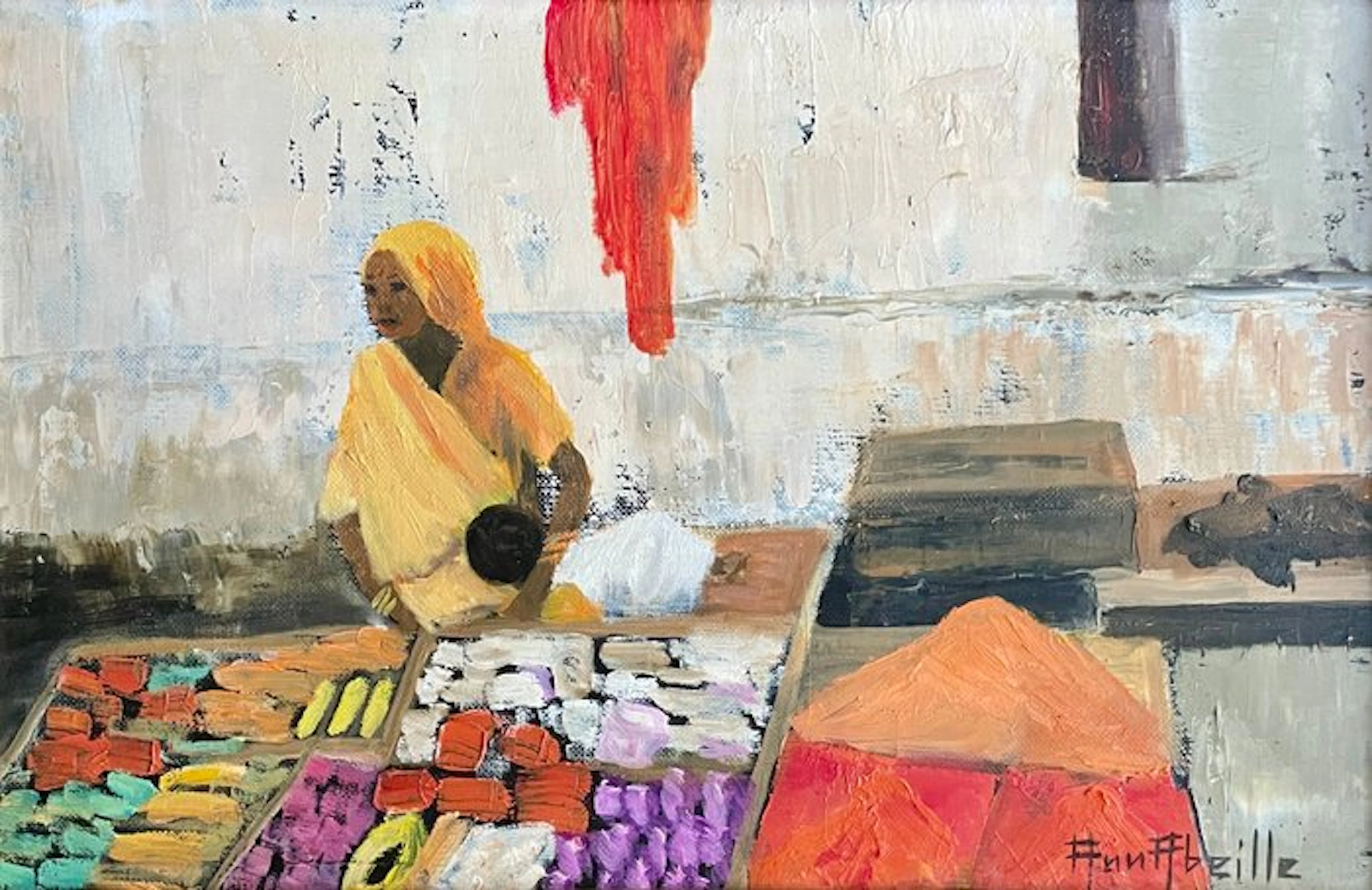 Ann Abeille (XX) - Scène de marché oriental