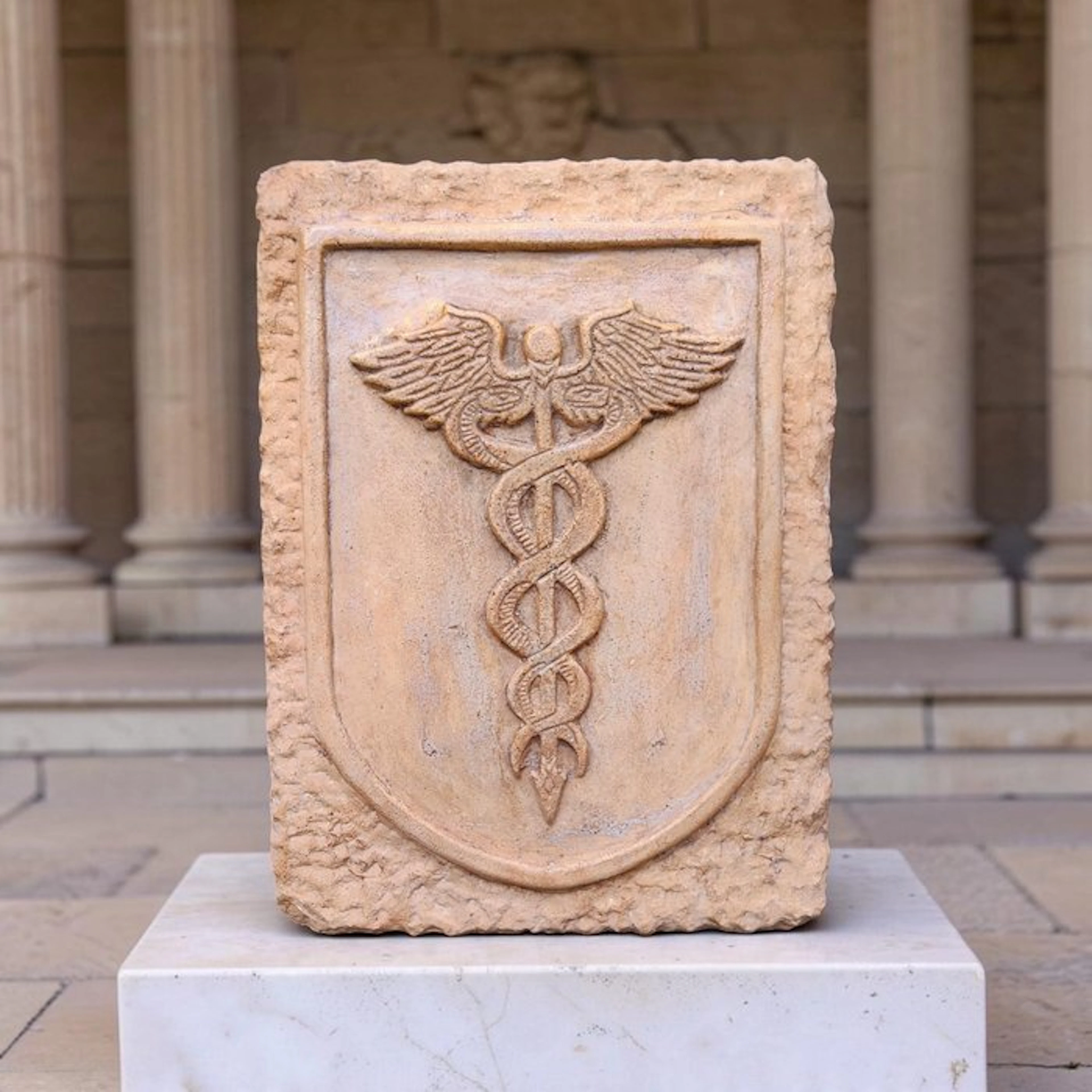 Sculpture, Caduceo di Hermes - 25 cm - Cast Stone