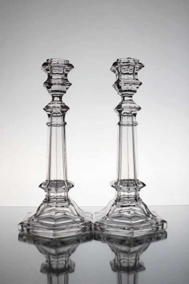 Val Saint Lambert - Charles Graffart - Candleholder Flat Ribs A' (2) - Glass