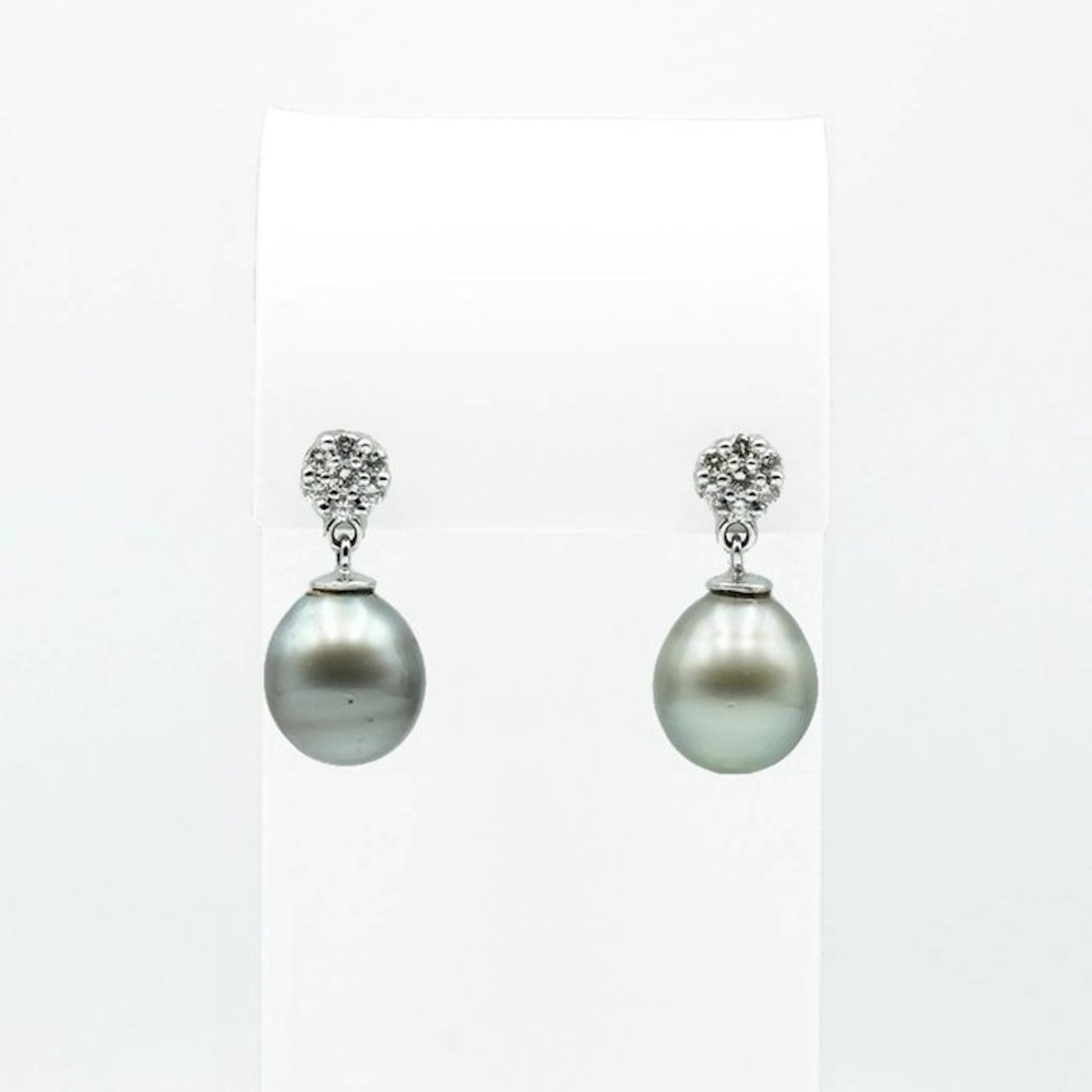 Drop earrings - 18 kt. White gold Pearl - Diamond