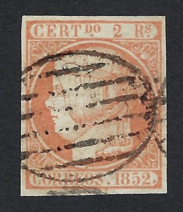 Spain 1852 - Isabel II 2r Naranja palido - Certificado CEM - Edifil Nº 14