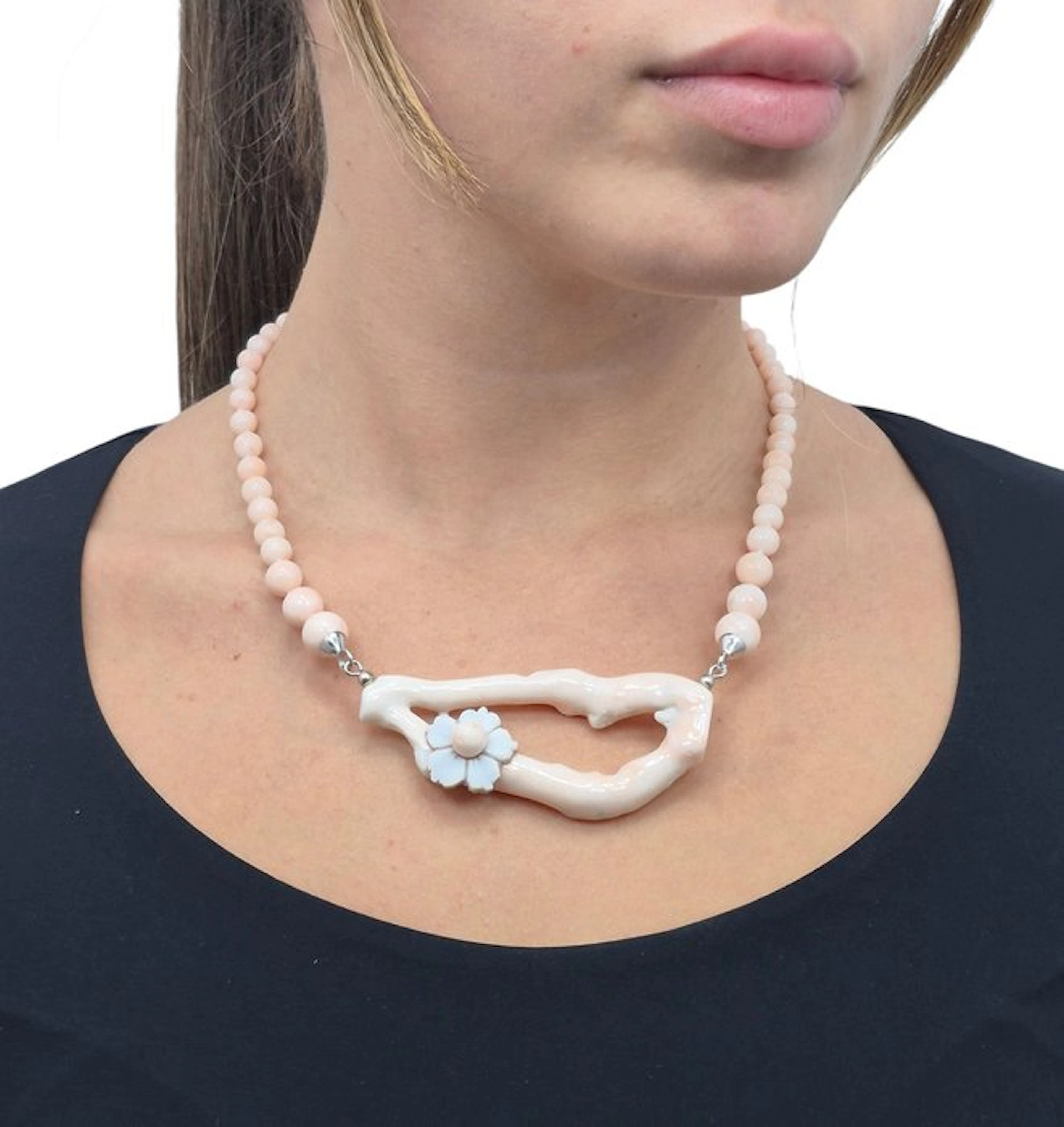 Coral - Silver - Necklace - PINK CORAL